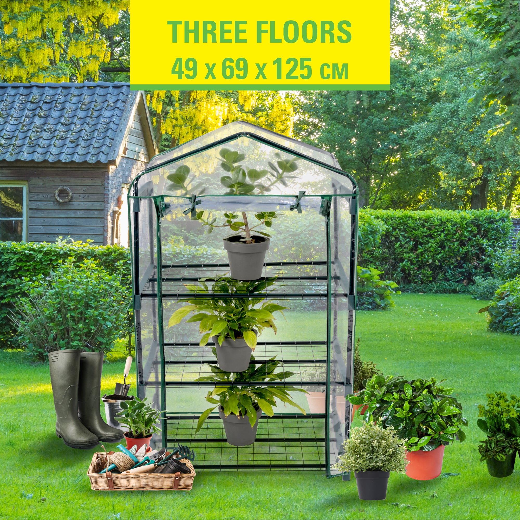 KINZO GREENHOUSE 3L 69X49X125CM - KAS 3 LAGEN - Tuincentrum Lopik