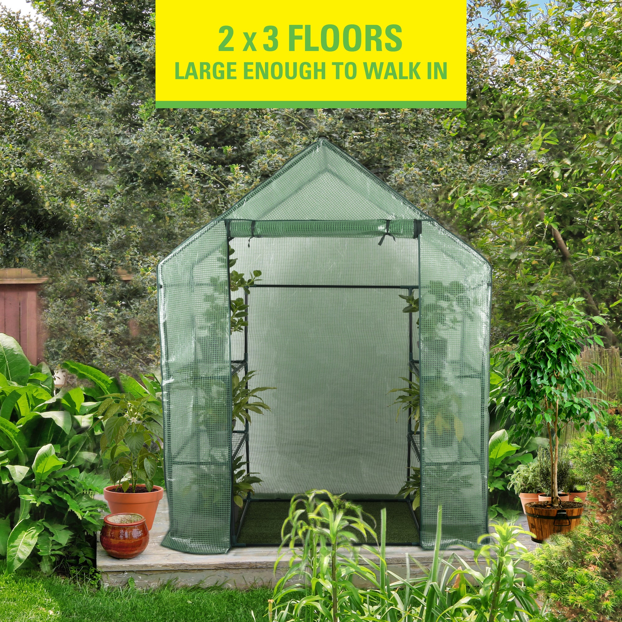 KINZO GREENHOUSE WALK-IN 143X73X195CM - INLOOPKAS 6 LAGEN - Tuincentrum Lopik