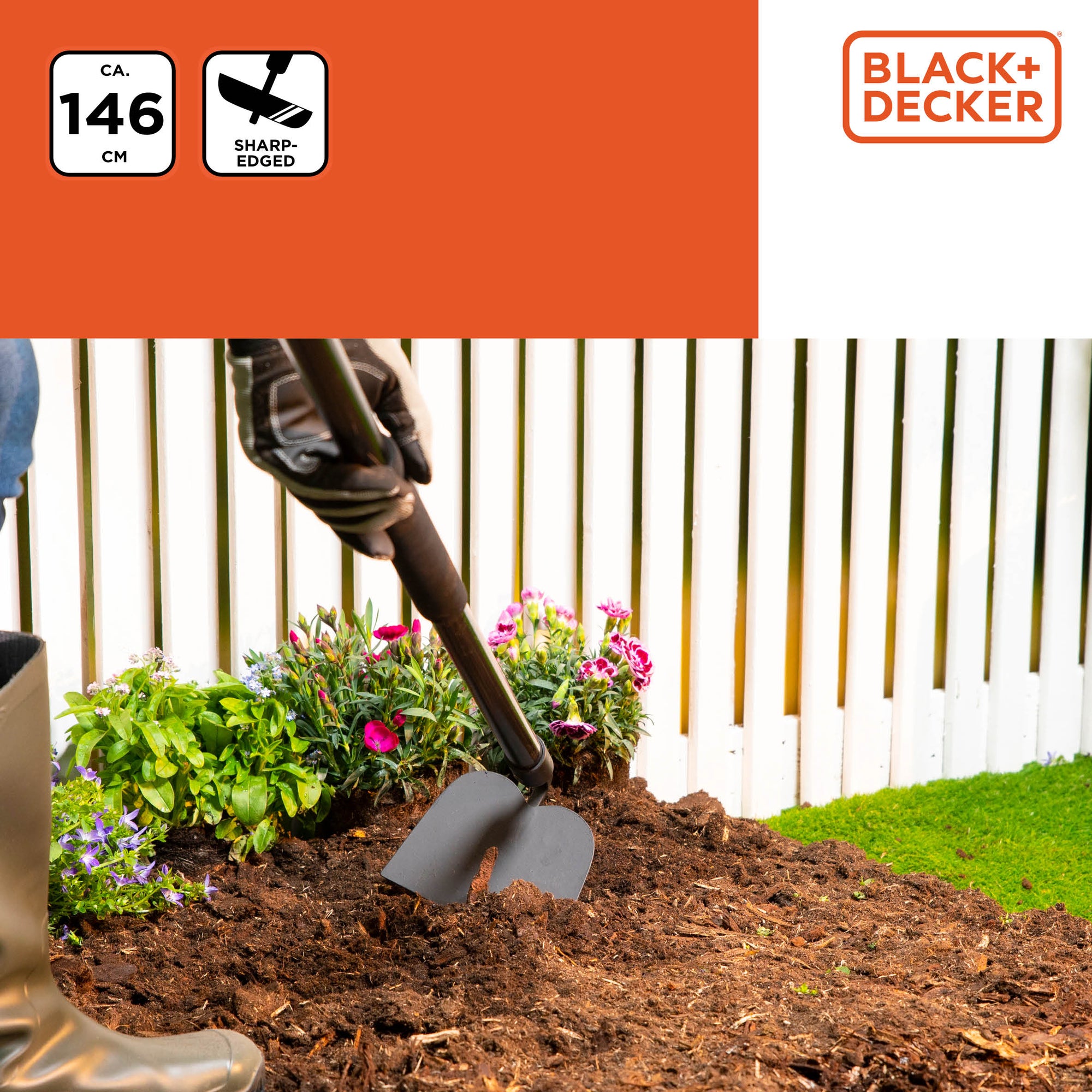 BLACK+DECKER SCHOFFEL 146CM GLASVEZEL KOOLSTOFSTAAL - Tuincentrum Lopik