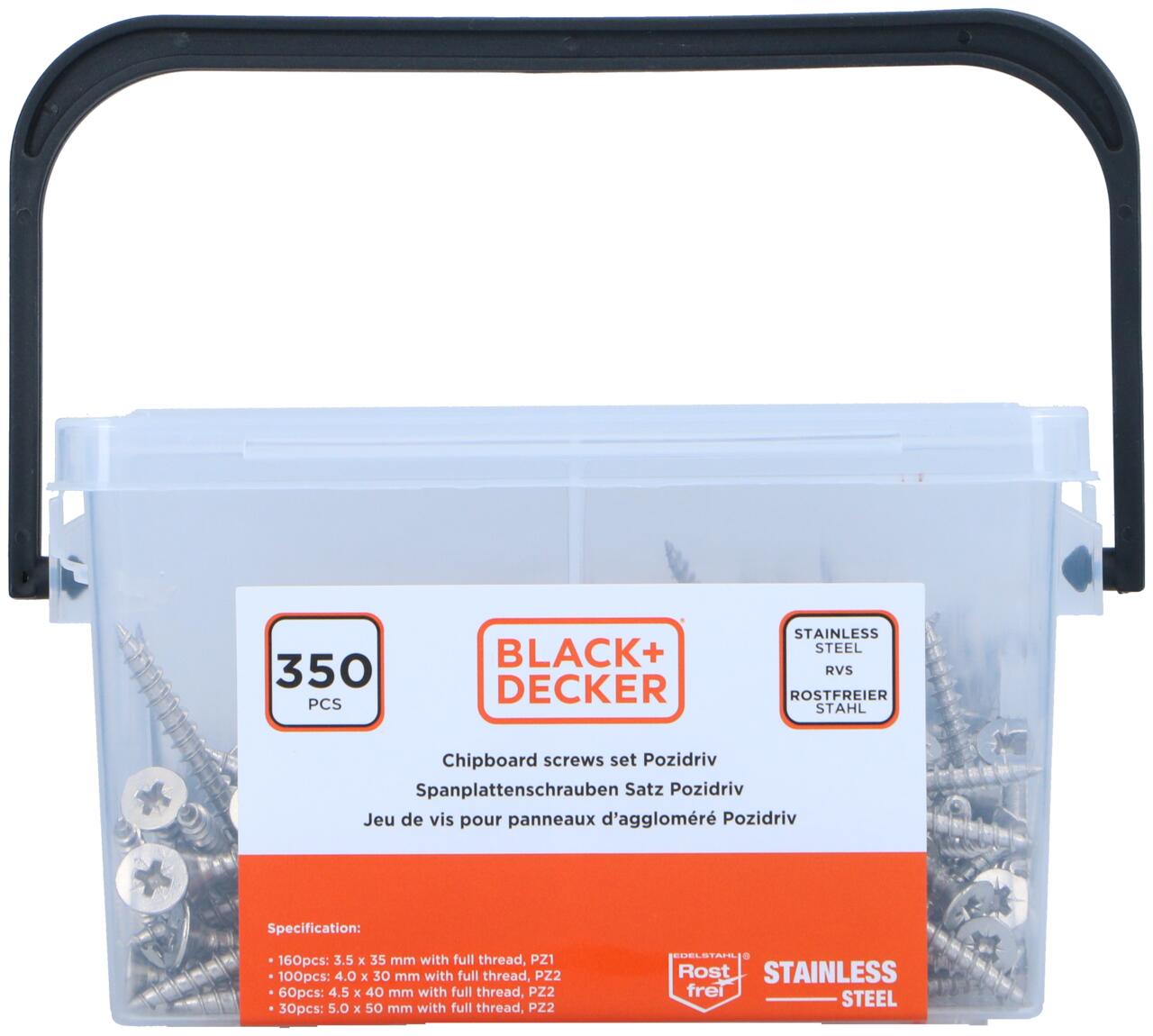 BLACK+DECKER SPAANPLAATSCHROEVEN SET RVS - Tuincentrum Lopik