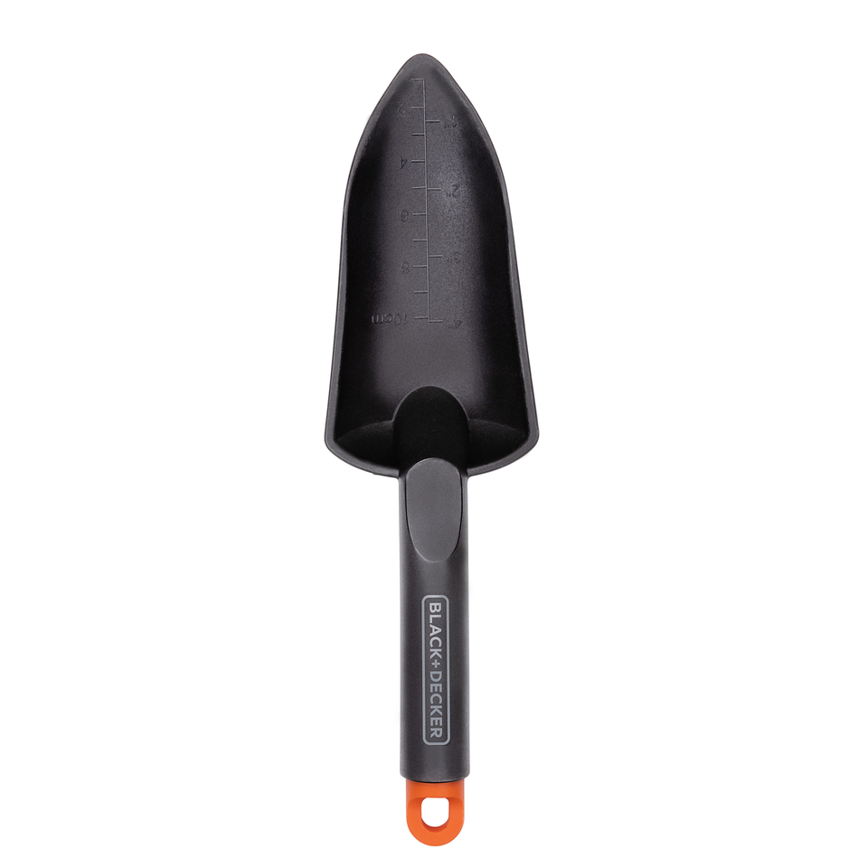 BLACK+DECKER TUINSCHEPJE POLYPROPYLEEN 30,5CM MET MAATAANDUIDING ZWART/ORANJE - Tuincentrum Lopik