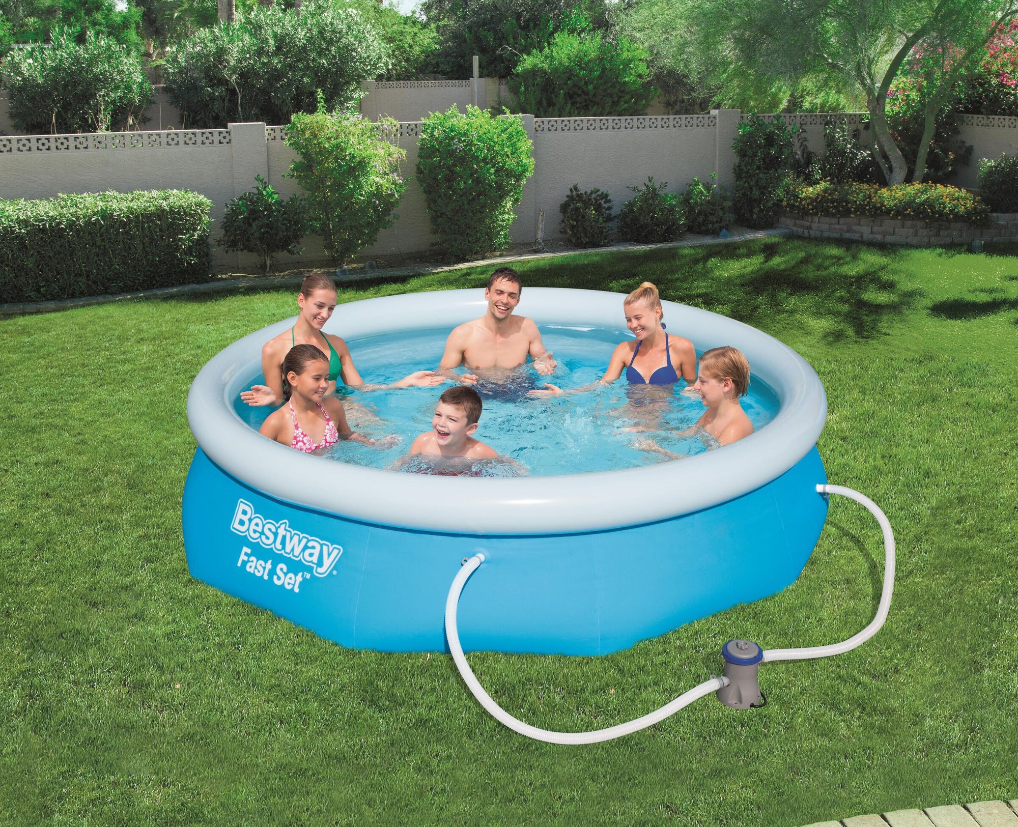 BESTWAY POOL FAST SET 305X76CM PVC - OPBLAASBAAR ZWEMBAD - Tuincentrum Lopik