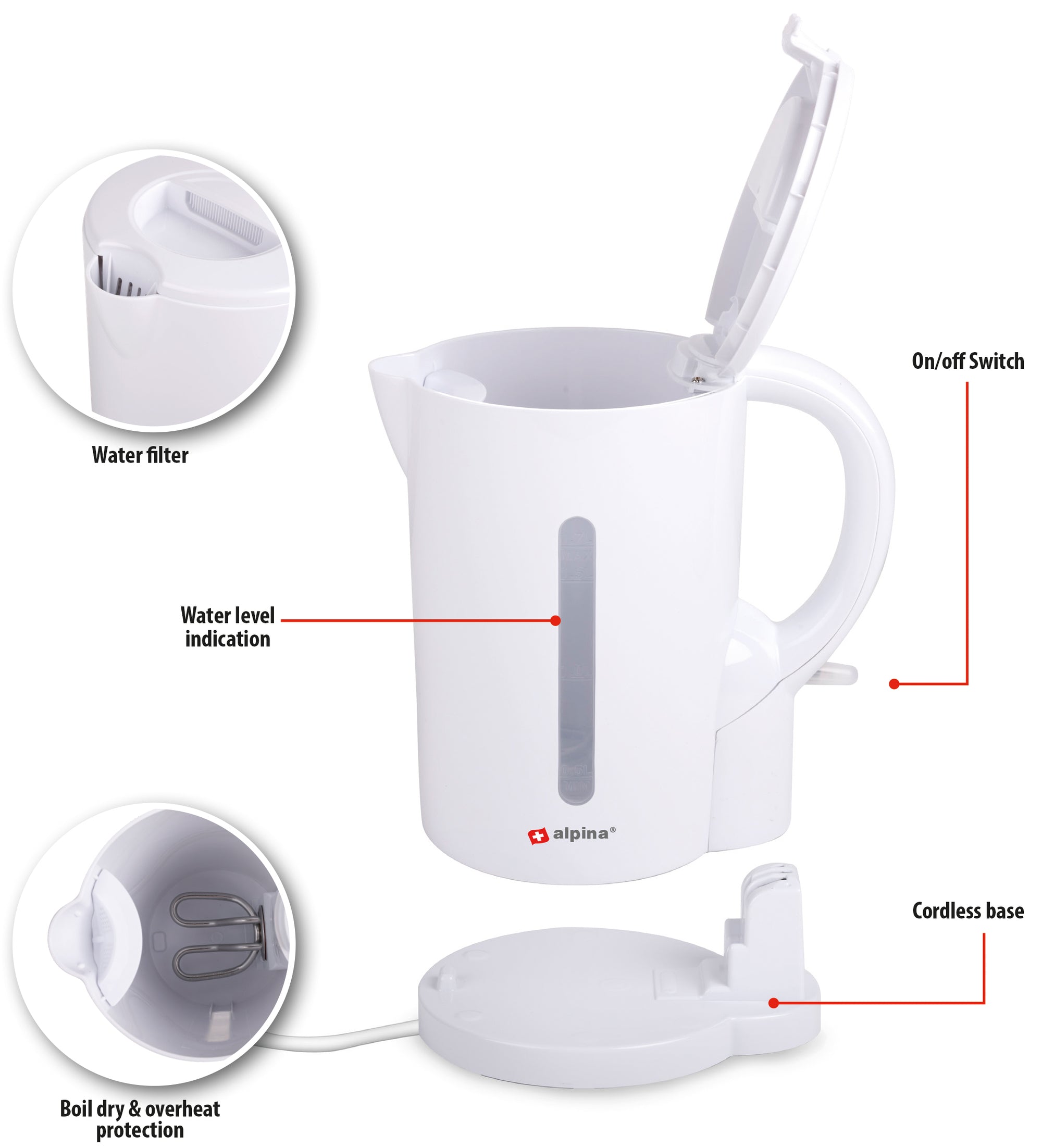 ALPINA WATERKOKER 1,7L WIT - Tuincentrum Lopik