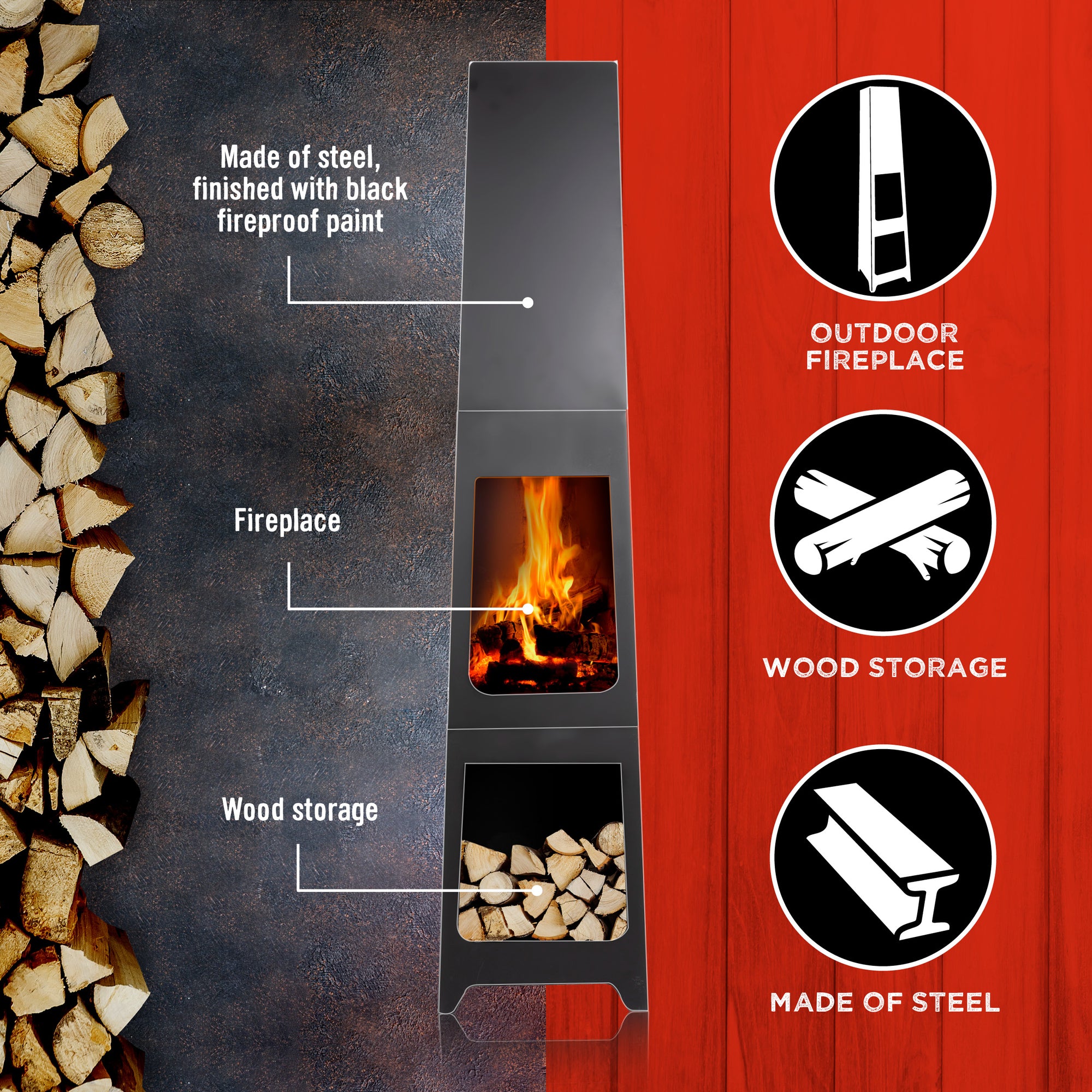 BBQ COLLECTION FIRE BASKET 36X36X150CM - Tuincentrum Lopik
