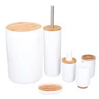 ALPINA BADKAMER & TOILET SET 6-DELIG WIT MET BAMBOE - Tuincentrum Lopik