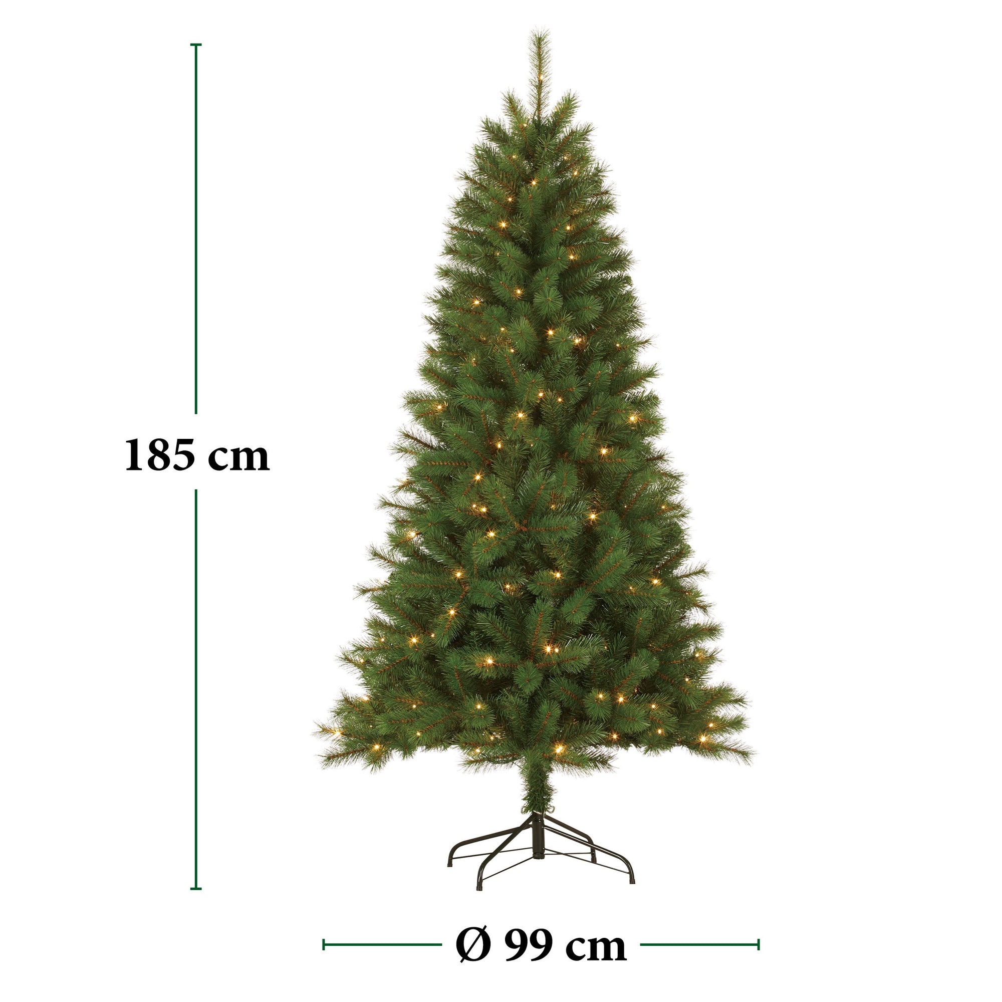 GRUNDIG KUNSTKERSTBOOM MET LED VERLICHTING 185CM 140 LEDS GROEN - Tuincentrum Lopik