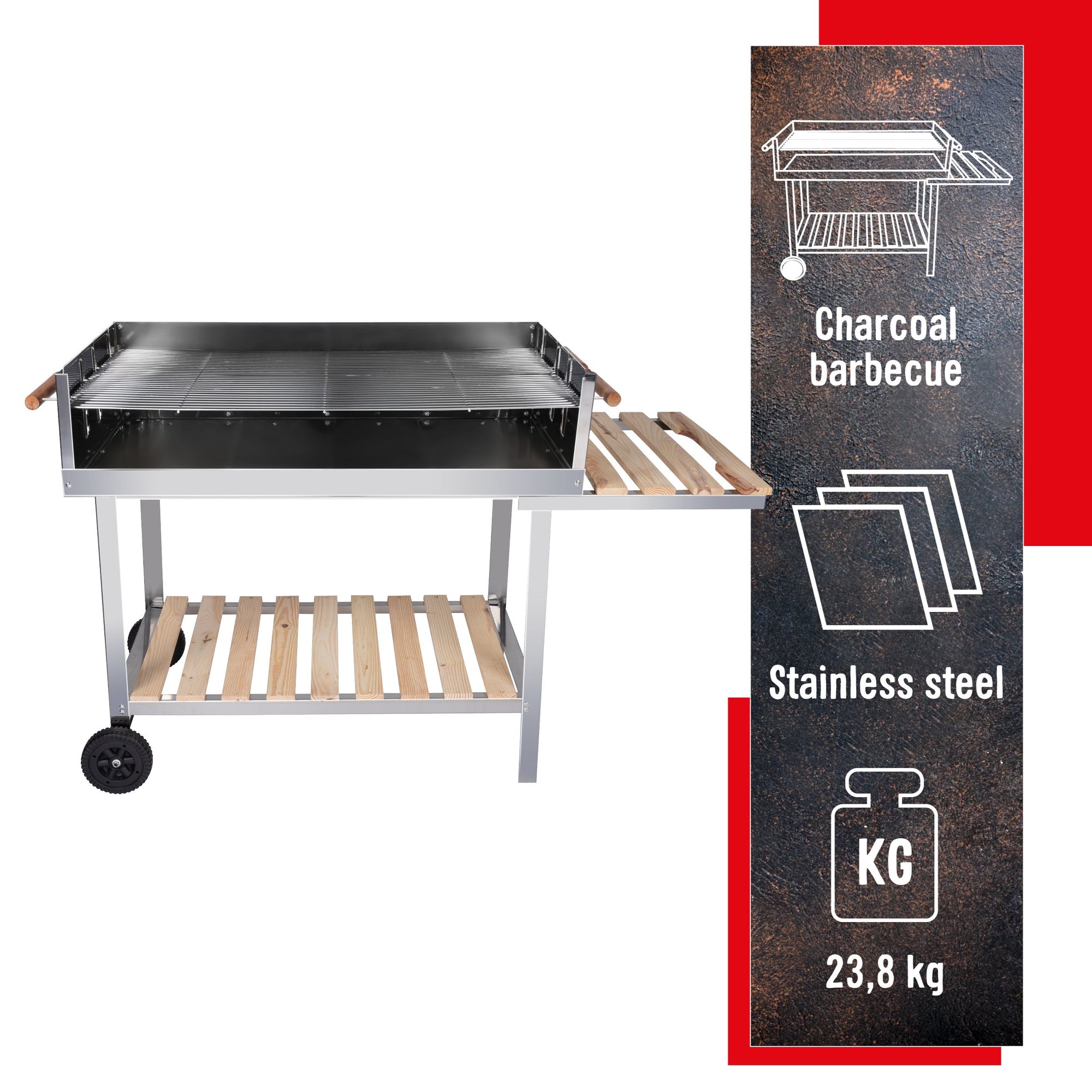 BBQ COLLECTION TROLLEY BARBECUE MET WIELEN EN WERKBLAD MOBIEL EN PRAKTISCH - Tuincentrum Lopik