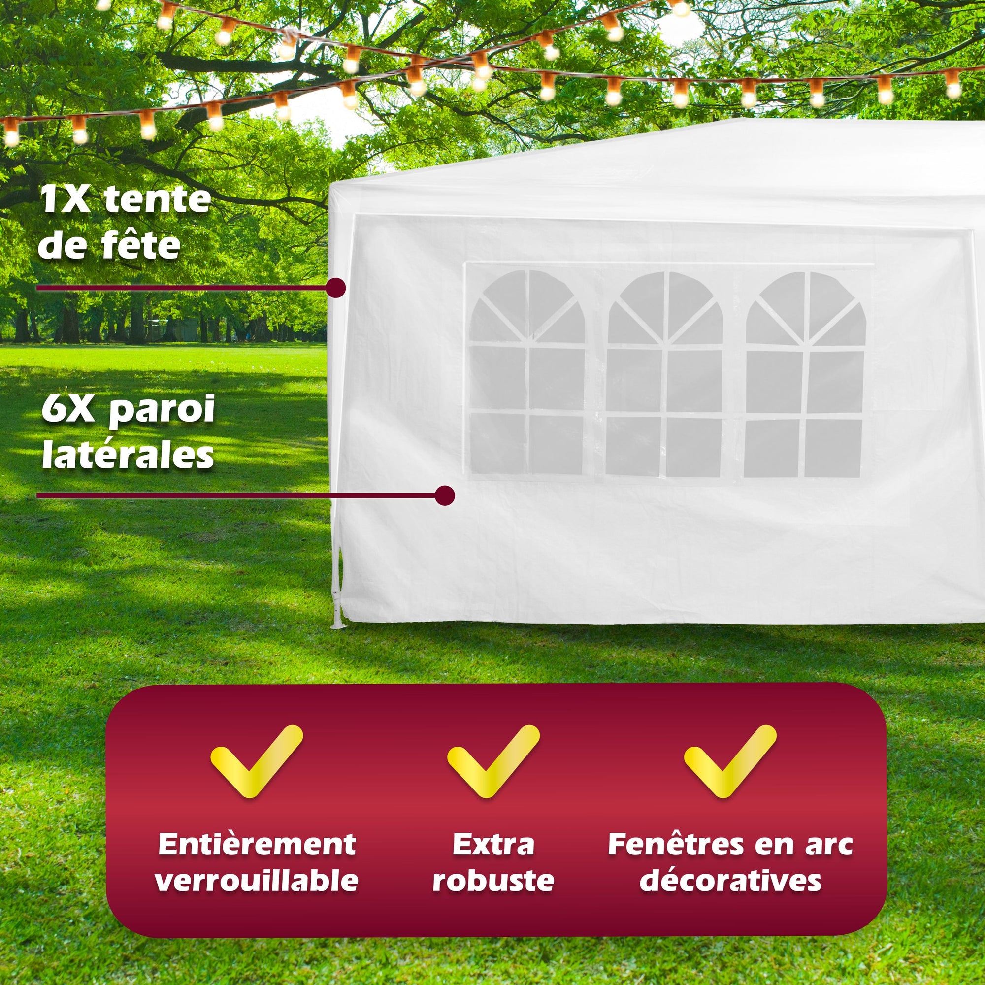 LIFETIME GARDEN PARTYTENT MET ZIJWANDEN 2.5X6X3M WIT - Tuincentrum Lopik