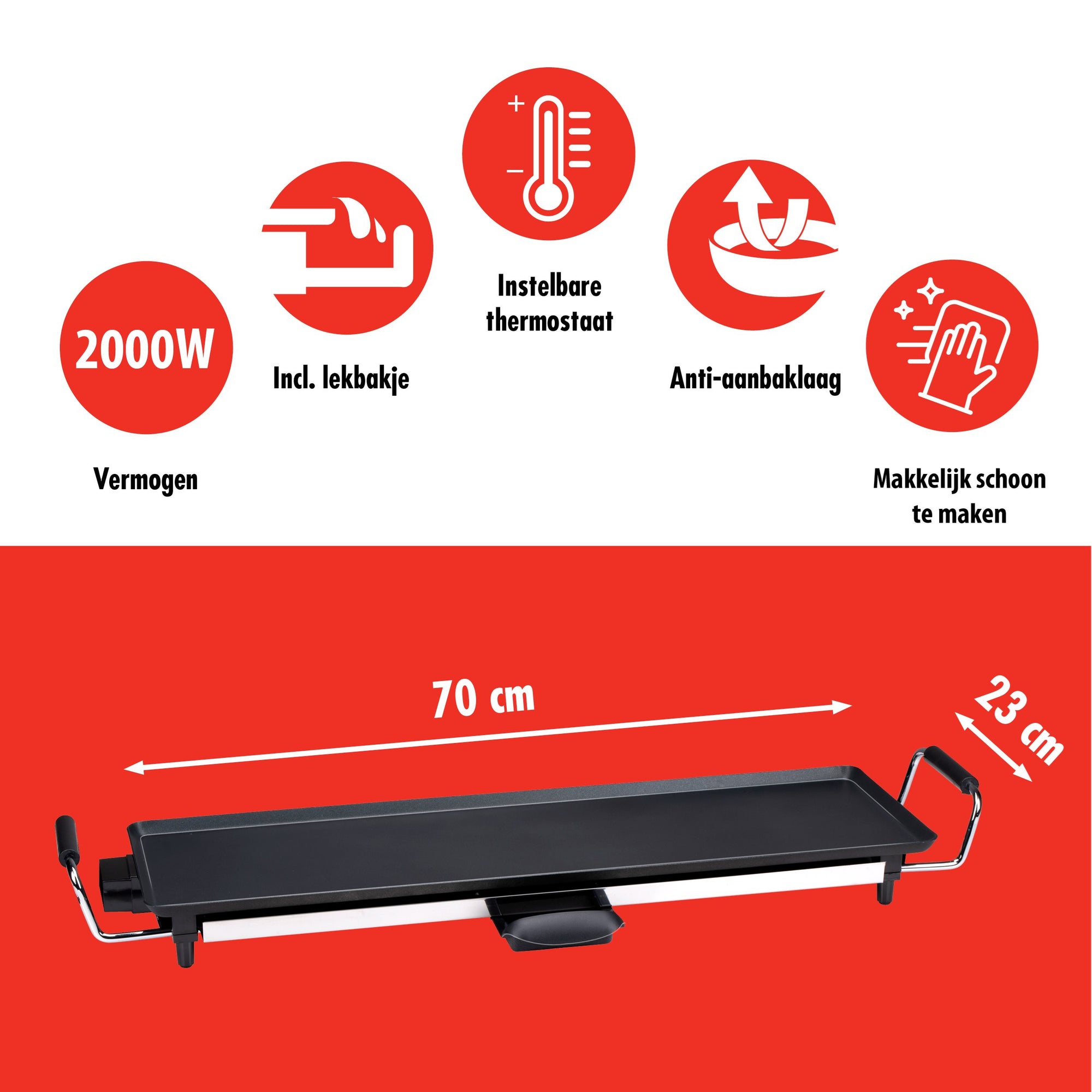 ALPINA TEPPANYAKI GRILLPLAAT 2000W 70X23CM - Tuincentrum Lopik