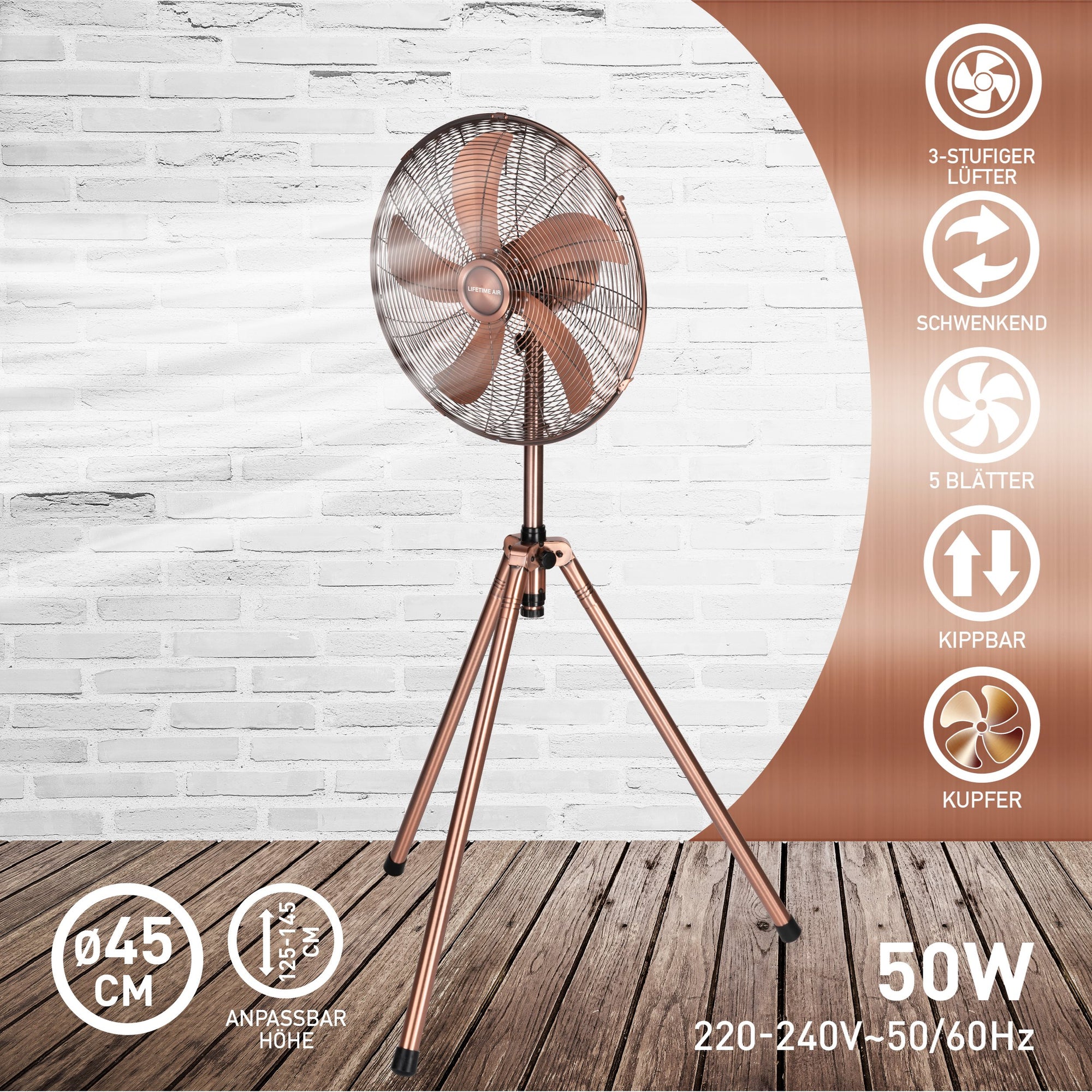 LIFETIME AIR STAANDE VENTILATOR 45CM 50W 230V - Tuincentrum Lopik