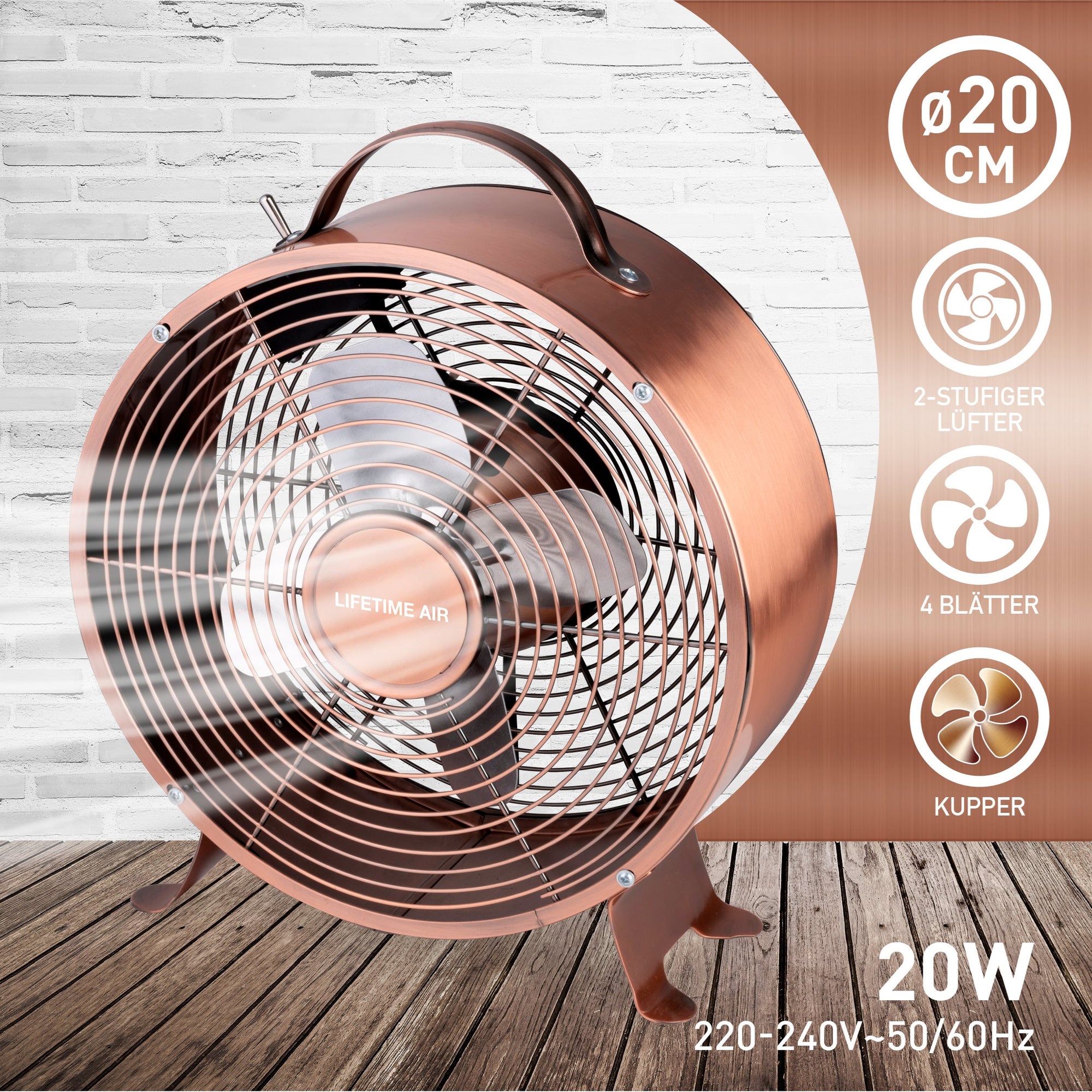 LIFETIME AIR TAFELVENTILATOR 20CM 20W 230V - Tuincentrum Lopik