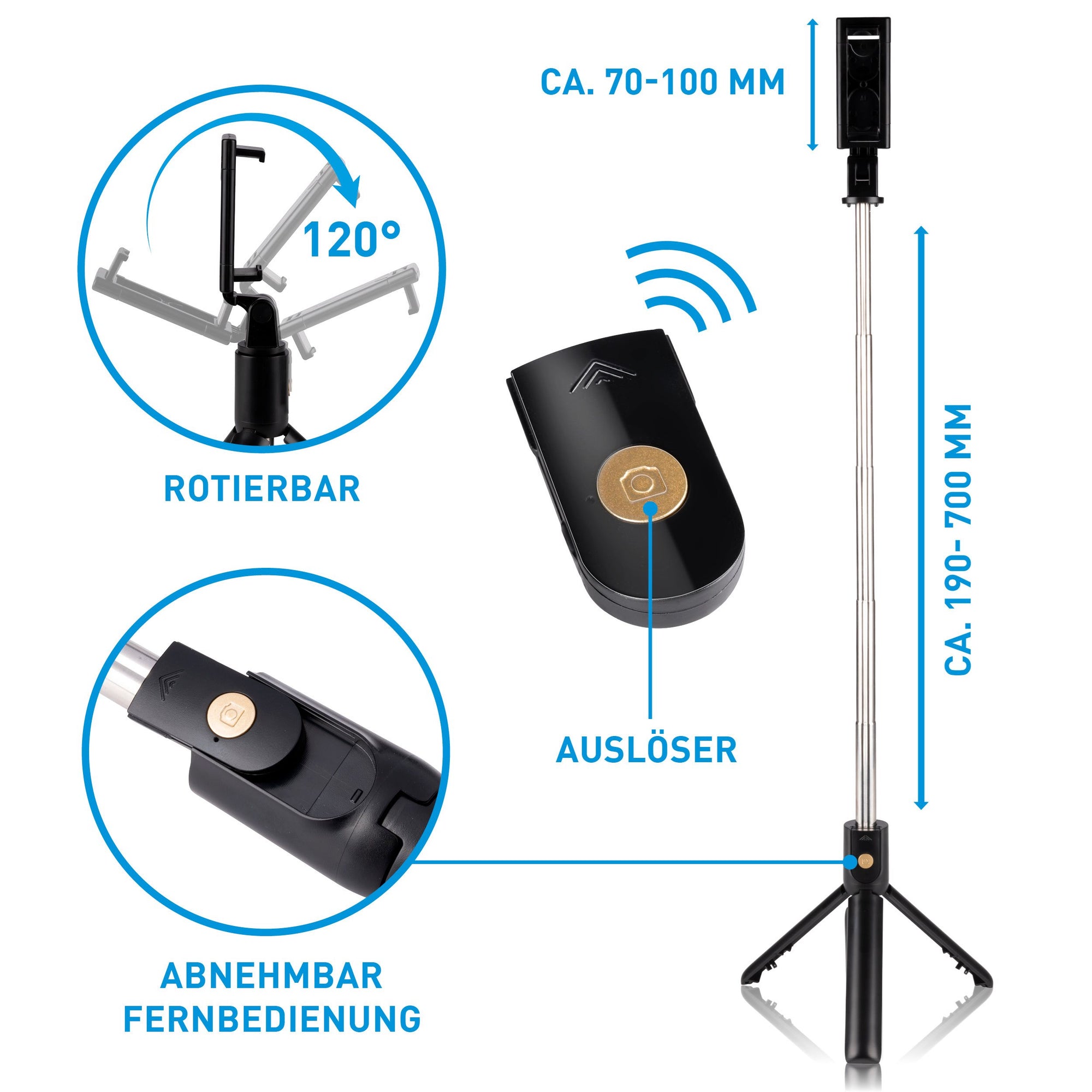 GRUNDIG SELFIESTICK MET BLUETOOTH EN TRIPOD 3-IN-1 - Tuincentrum Lopik