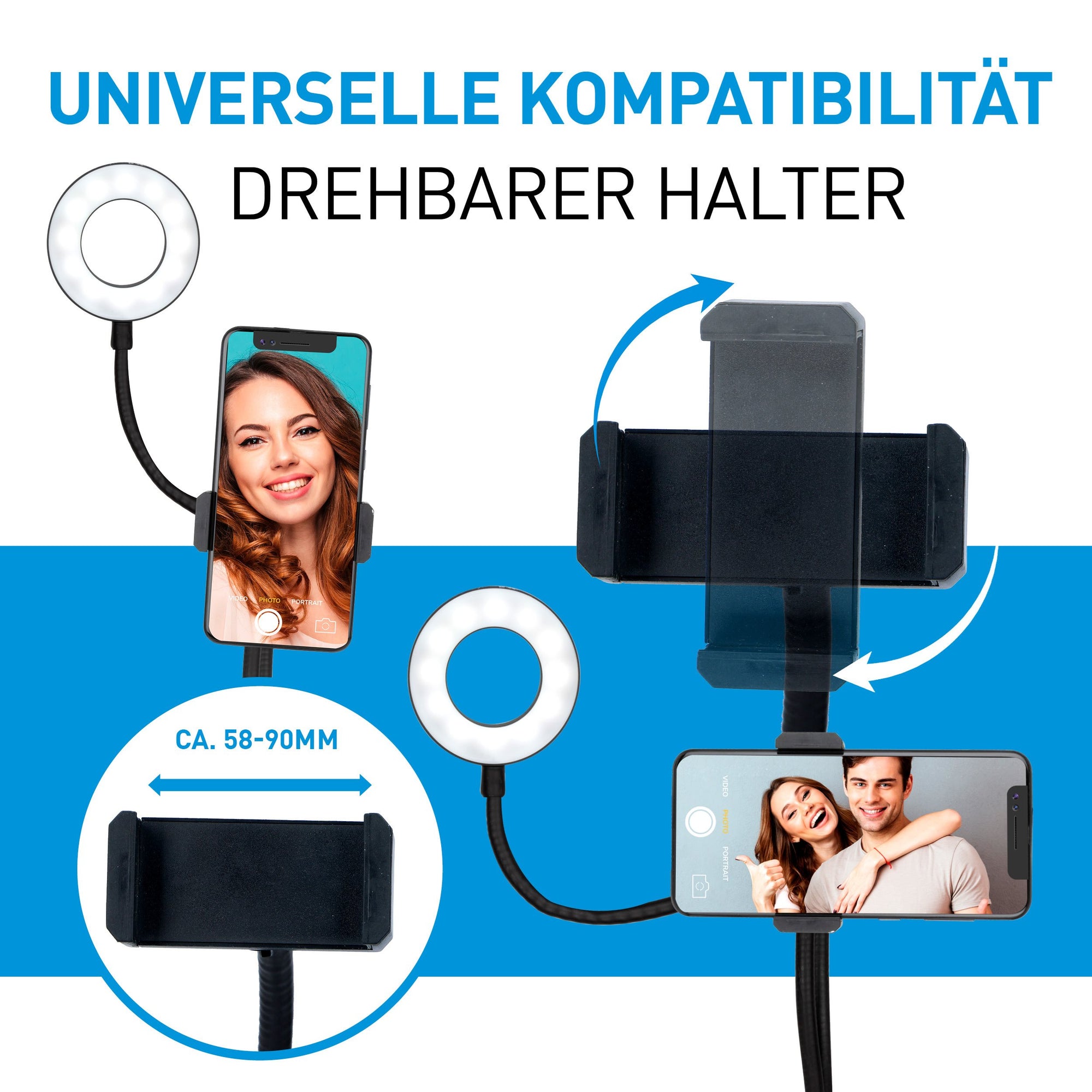 GRUNDIG SELFIE STUDIO RINGLAMP 2-IN-1 MET TAFELKLEM - Tuincentrum Lopik