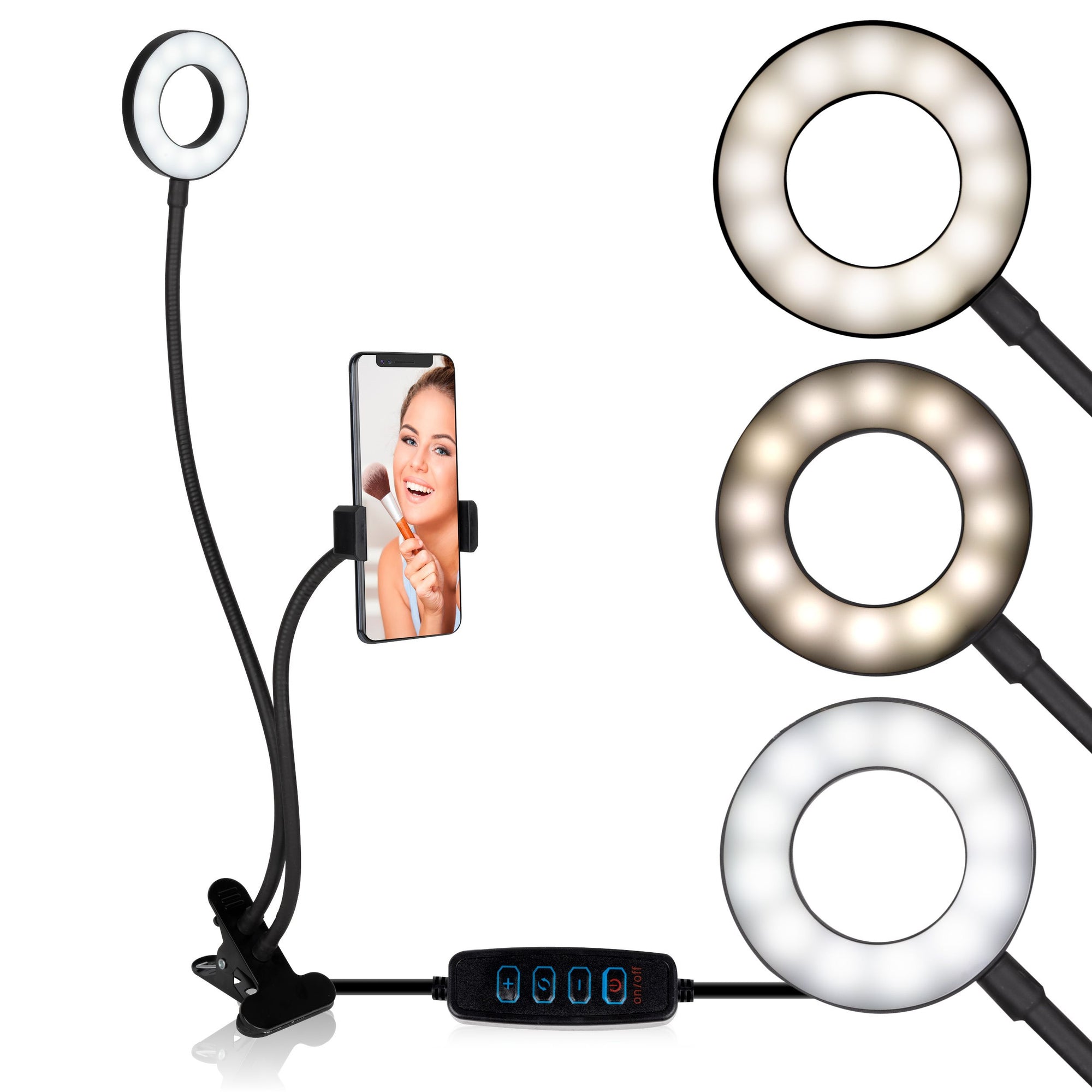 GRUNDIG SELFIE STUDIO RINGLAMP 2-IN-1 MET TAFELKLEM - Tuincentrum Lopik