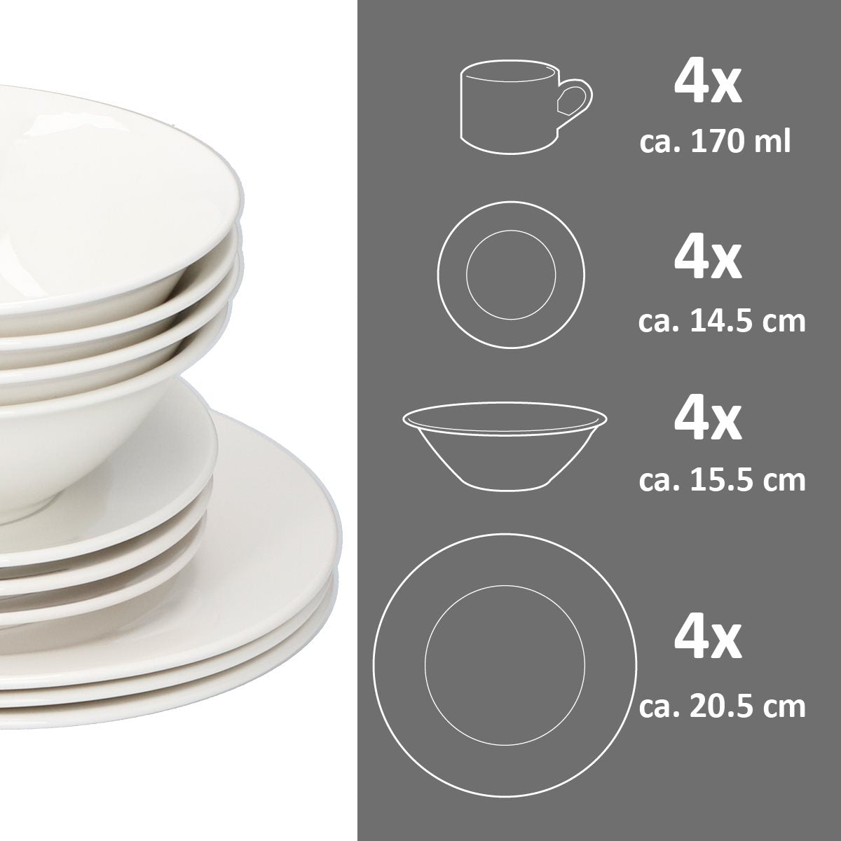 ALPINA ONTBIJTSET 16-DELIG WIT - Tuincentrum Lopik