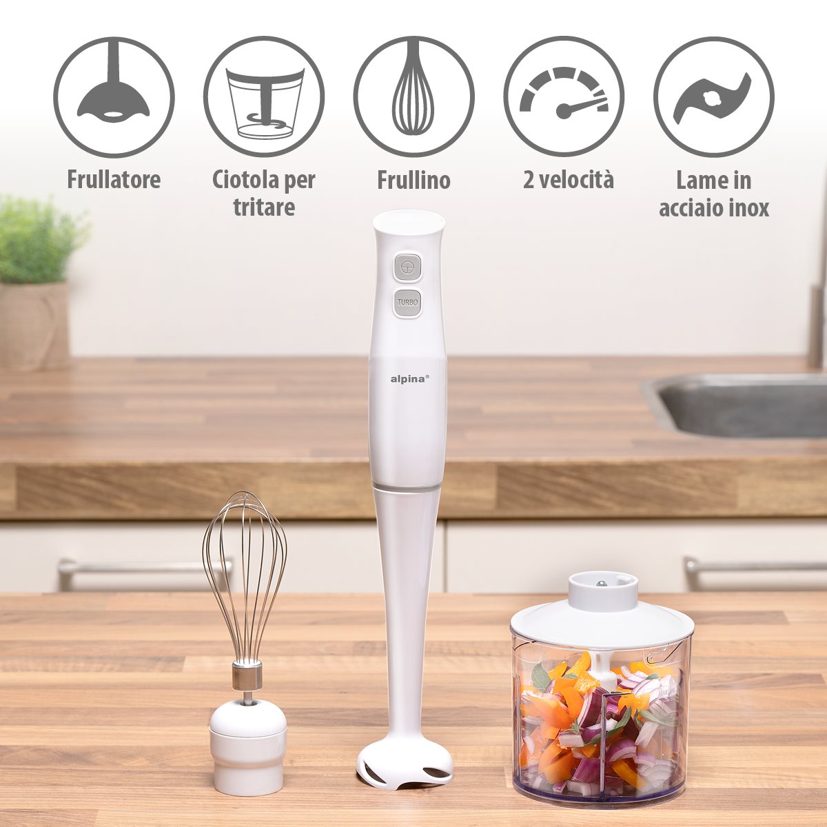 ALPINA HANDBLENDER SET 230V 400W - Tuincentrum Lopik
