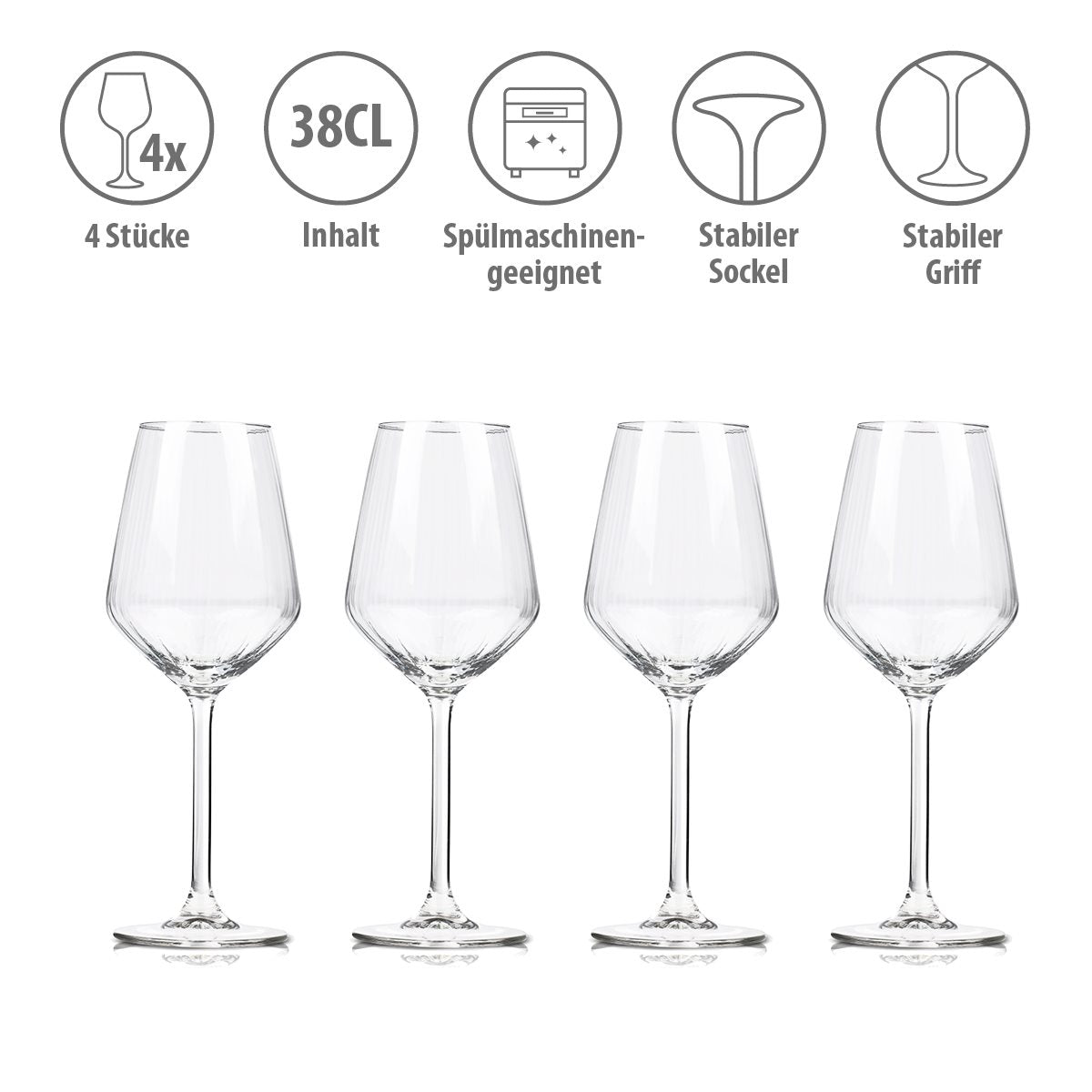 ALPINA WITTE WIJNGLAZEN SET 4 STUKS 38CL - Tuincentrum Lopik