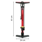 DUNLOP FIETSPOMP VLOERPOMP MET MANOMETER ZWART/ROOD - Tuincentrum Lopik