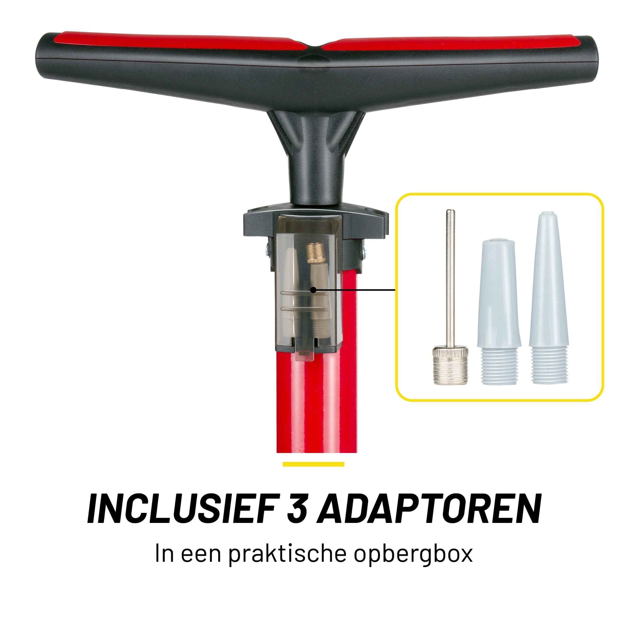 DUNLOP FIETSPOMP VLOERPOMP MET MANOMETER ZWART/ROOD - Tuincentrum Lopik