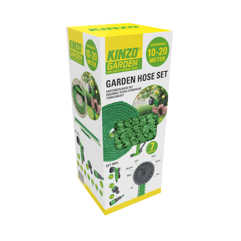KINZO TUINSLANG SET ELASTISCH 10-20M - Tuincentrum Lopik