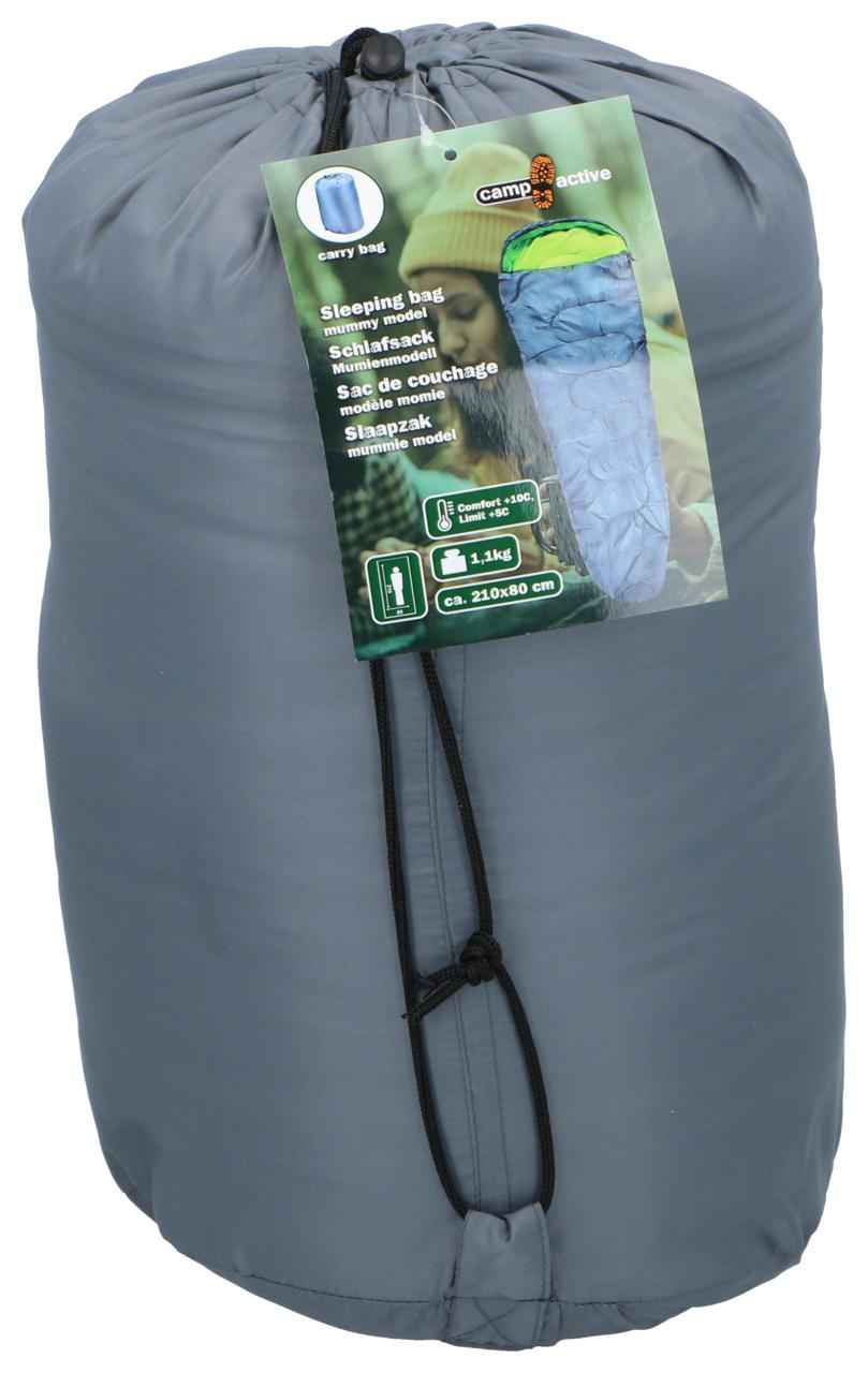 CAMP ACTIVE MUMMY SLAAPZAK GEEL/GRIJS 210X80CM - Tuincentrum Lopik