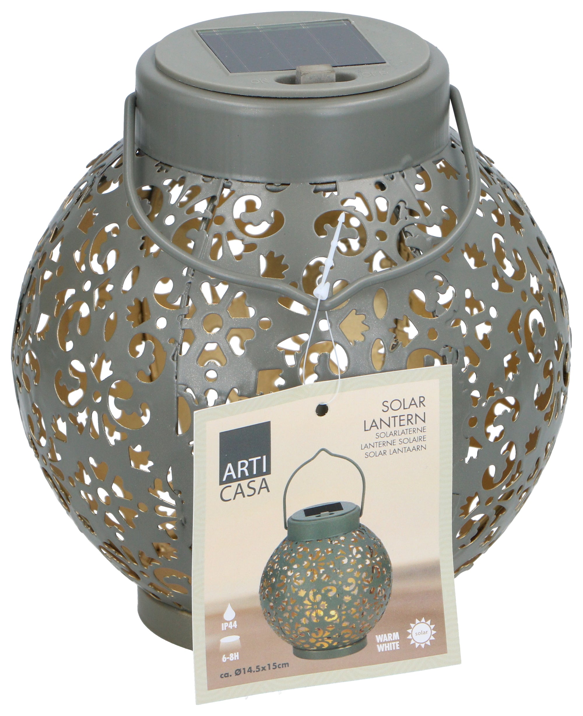 ARTI CASA SOLAR LANTAARN GRIJS Ø14,5 CM - Tuincentrum Lopik