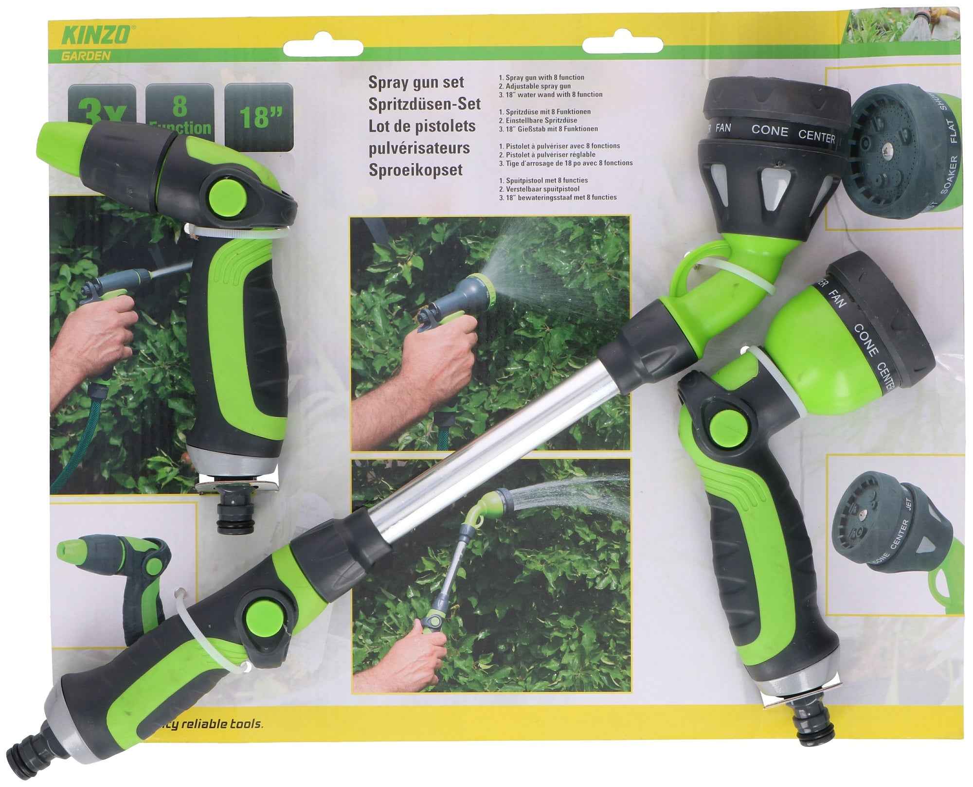 KINZO SPUITPISTOOL SET SOFT HANDLE 3-DELIG - Tuincentrum Lopik