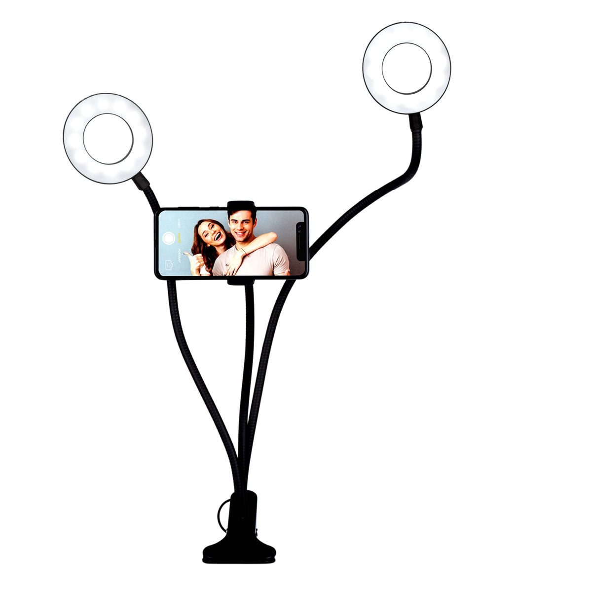 GRUNDIG DUBBELE RINGLAMP MET TELEFOONHOUDER EN TAFELKLEM - Tuincentrum Lopik