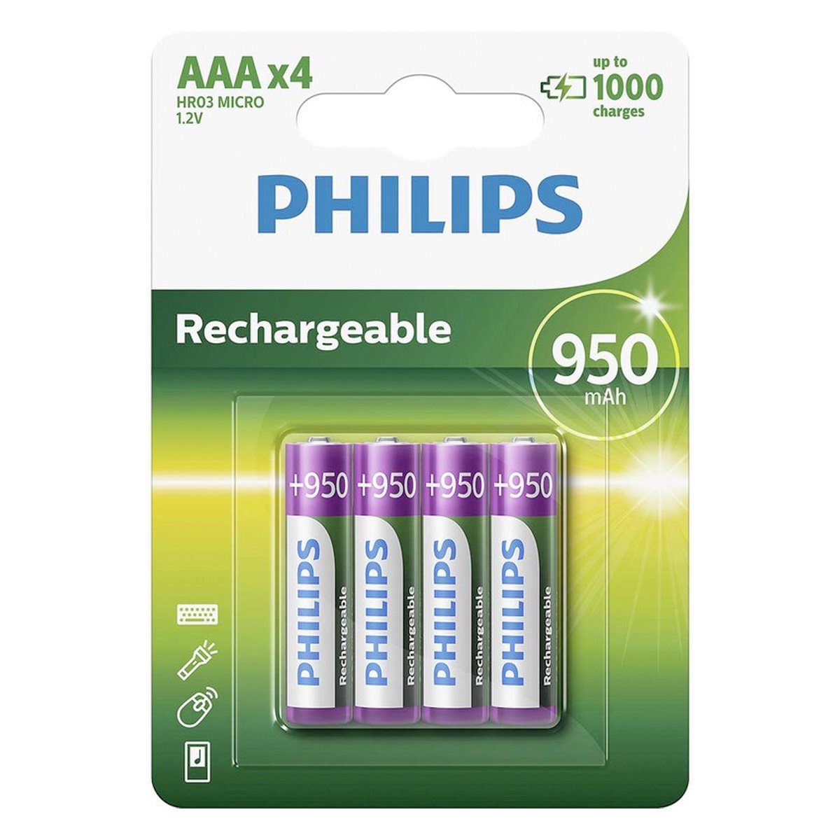 PHILIPS BATTERIJ AAA 4 STUKS OPLAADBAAR - Tuincentrum Lopik