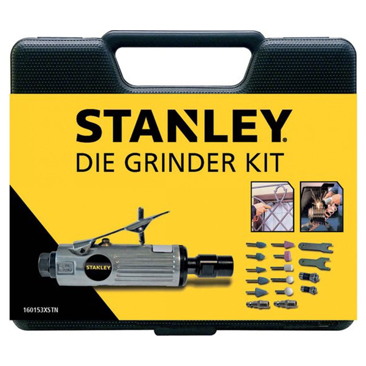 STANLEY PNEUMATISCHE STIFTSLIJPER MET 10 OPZETSTUKKEN - Tuincentrum Lopik