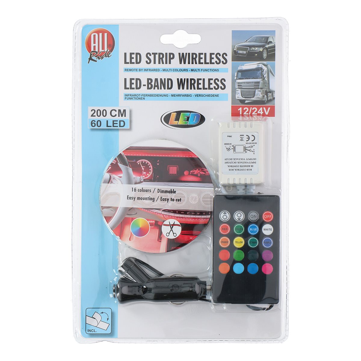 ALL RIDE LED STRIP 2 METER 60 LED RGB 16 KLEUREN MET AFSTANDSBEDIENING - Tuincentrum Lopik