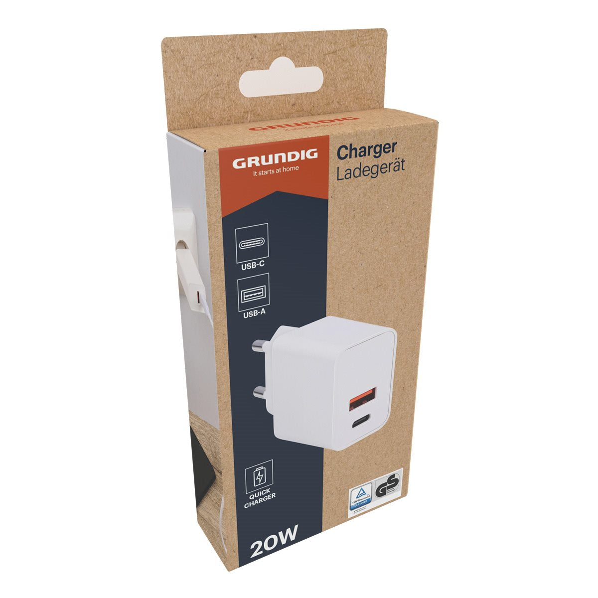 GRUNDIG WANDLADER 230V 20W USB-A+C - Tuincentrum Lopik