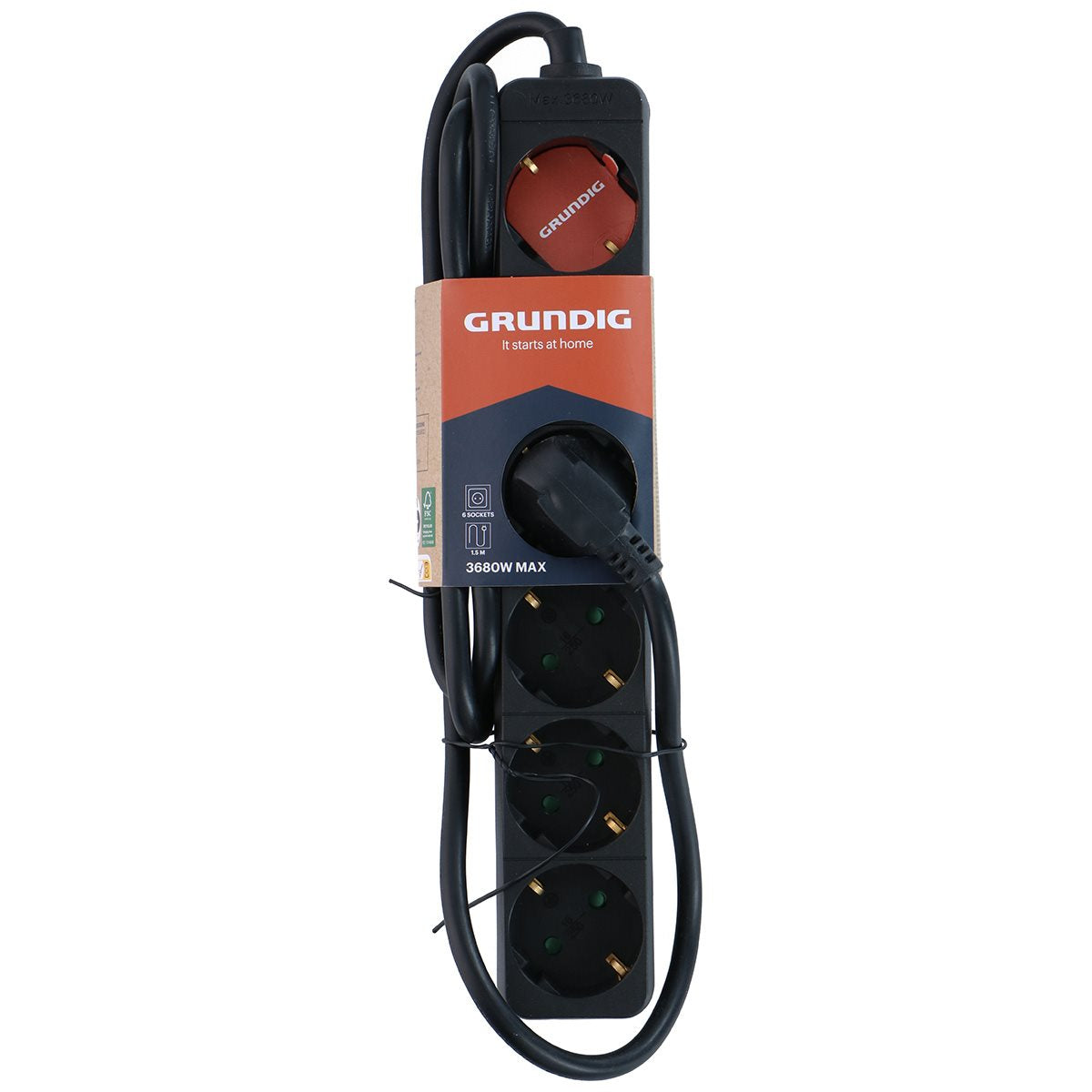 GRUNDIG STEKKERDOOS 6-VOUDIG 1,5M ZWART - Tuincentrum Lopik