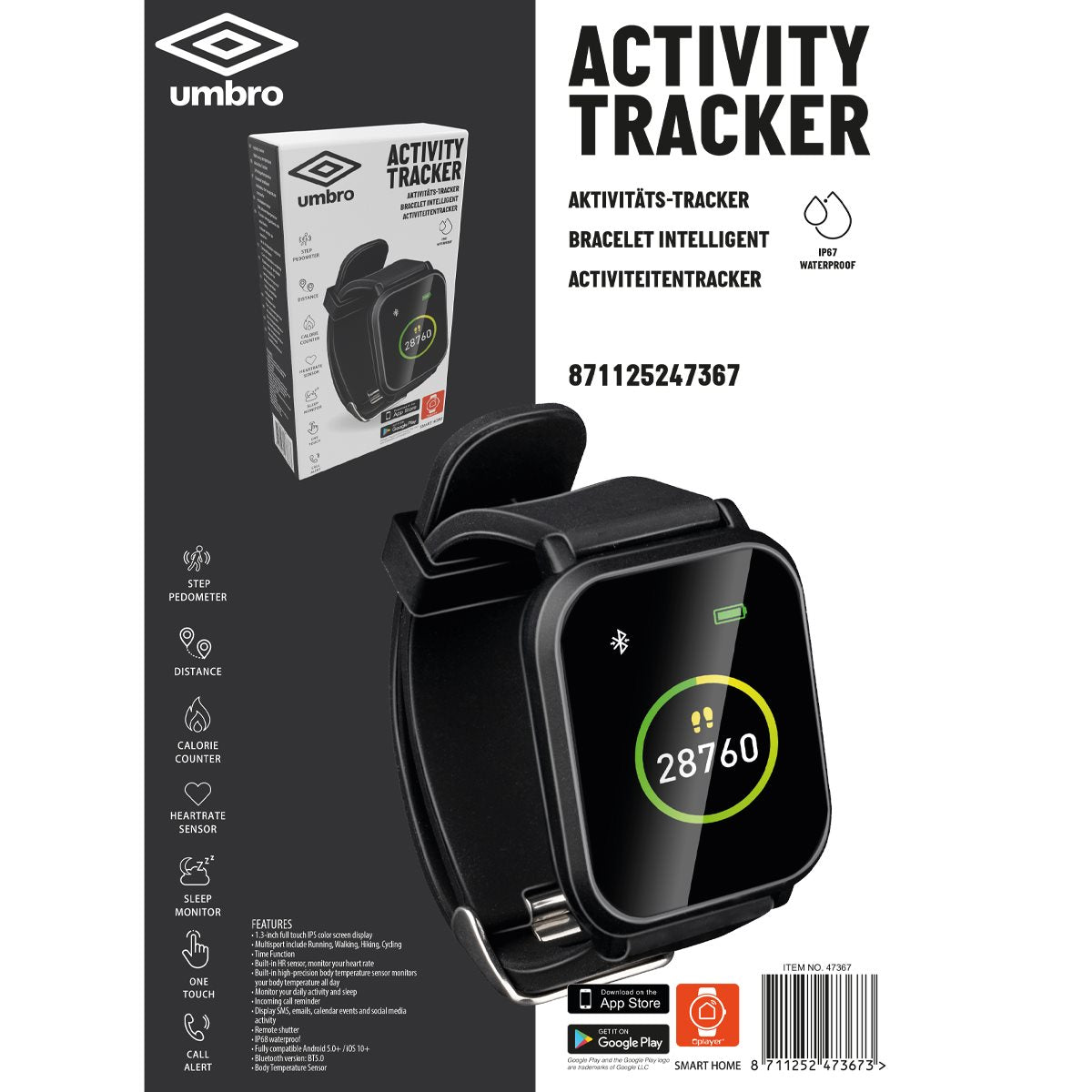 UMBRO ACTIVITY TRACKER SMARTWATCH FULL TOUCH 1.3 INCH - Tuincentrum Lopik