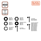 BLACK+DECKER BOUTEN & MOEREN SET 450 STUKS RVS GESORTEERD - Tuincentrum Lopik