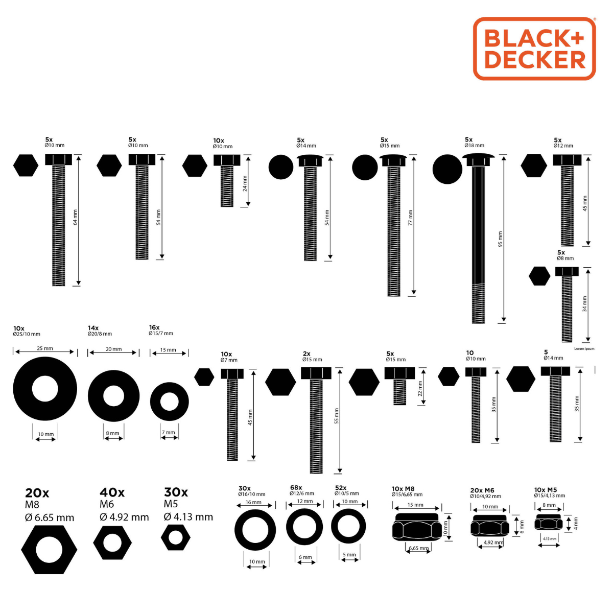 BLACK+DECKER BOUTEN & MOEREN SET 450 STUKS RVS GESORTEERD - Tuincentrum Lopik