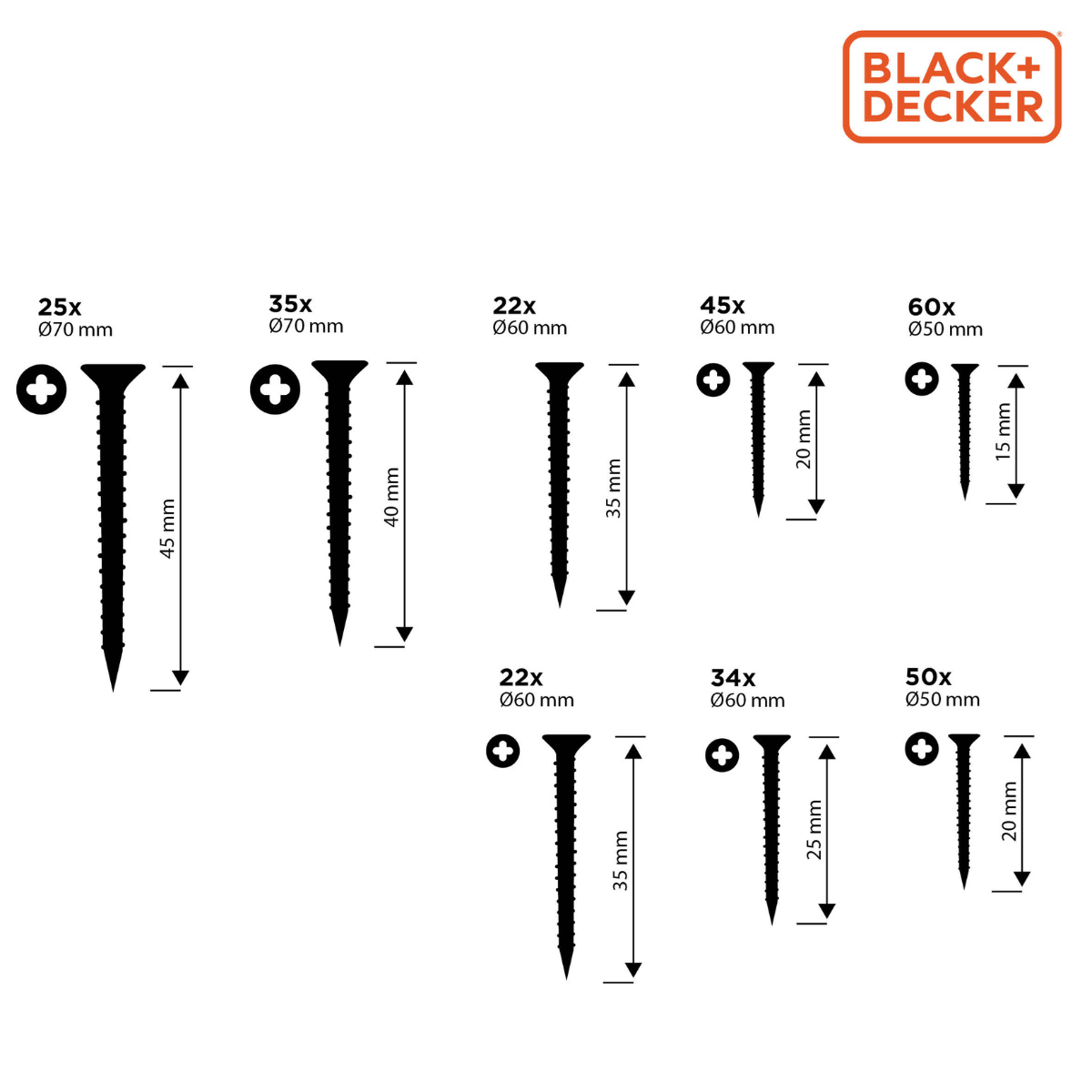 BLACK+DECKER SCHROEVEN ASSORTIMENT 332 STUKS PH1/PH2 - Tuincentrum Lopik