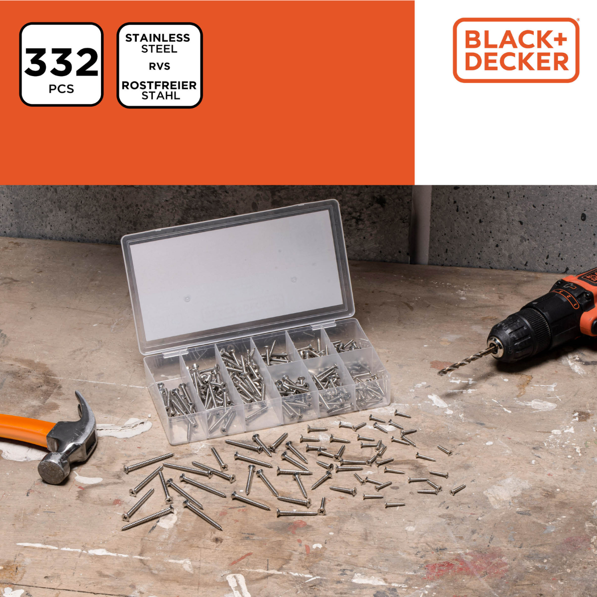 BLACK+DECKER SCHROEVEN ASSORTIMENT 332 STUKS PH1/PH2 - Tuincentrum Lopik