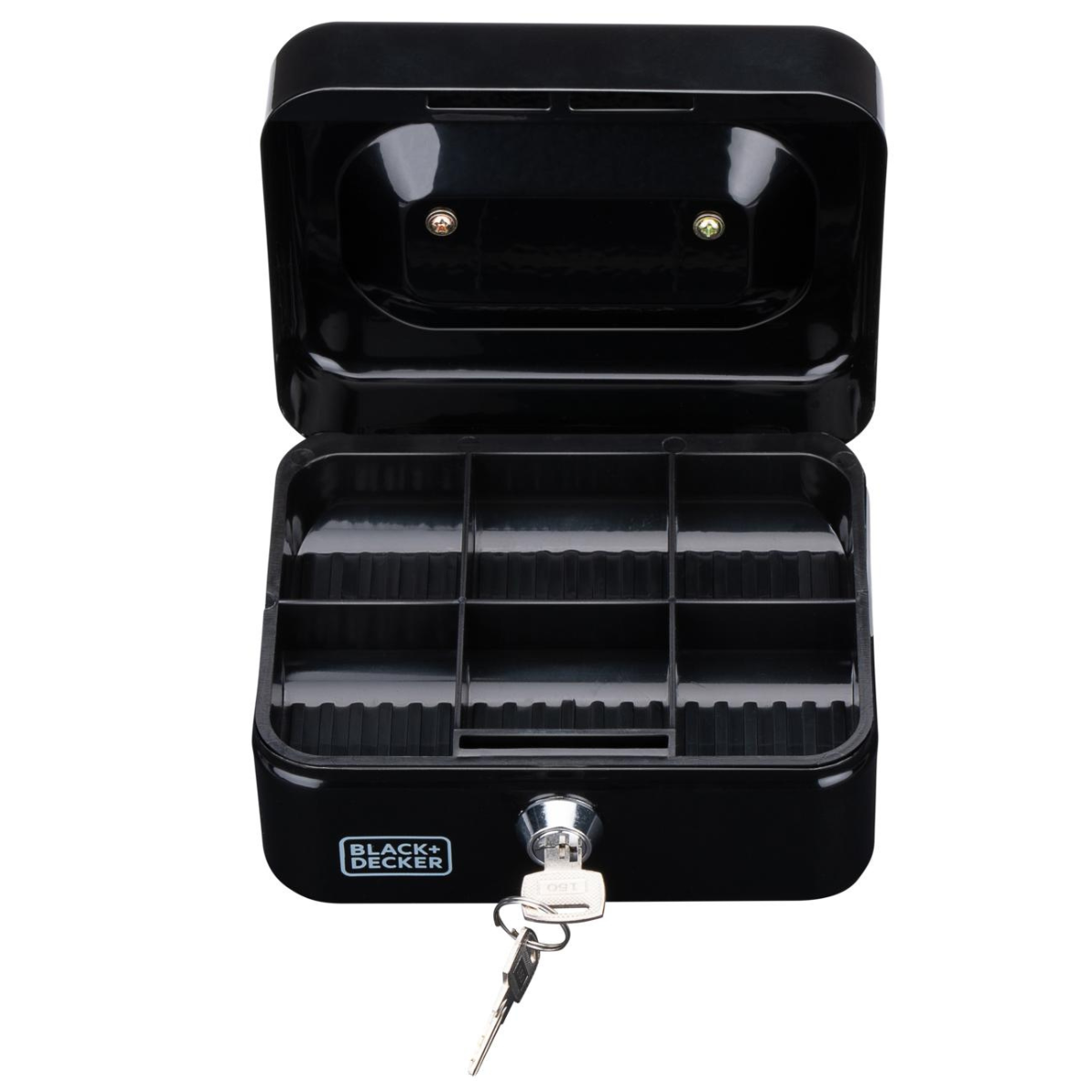 BLACK+DECKER GELDKISTJE MET SLEUTEL 15X8X11,8CM METAAL ZWART - Tuincentrum Lopik