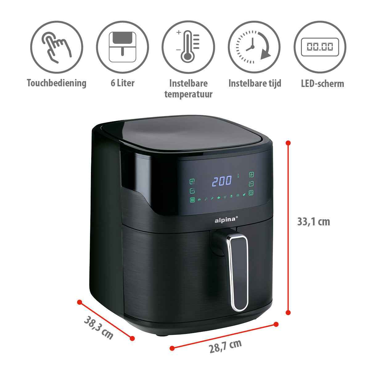 ALPINA AIR FRYER 6L 1600W - Tuincentrum Lopik
