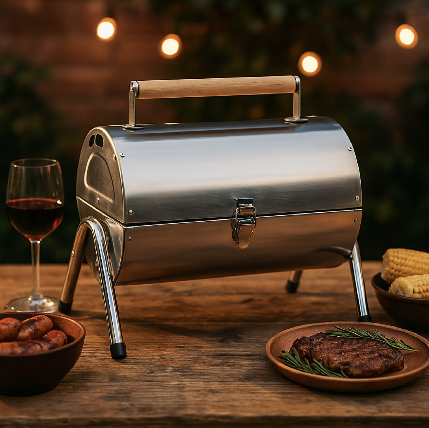 ALPINA BARBECUE PORTABLE HOUTSKOOL ROESTVRIJ STAAL 37X35CM - Tuincentrum Lopik