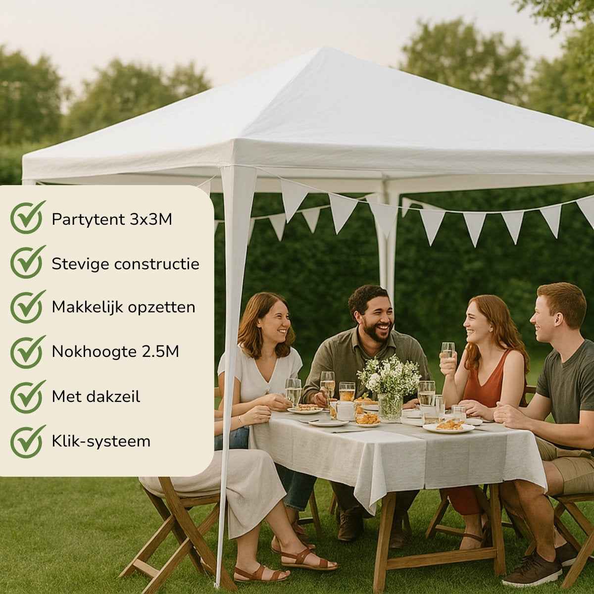 KINZO GAZEBO PARTYTENT 3X3X2,5M - Tuincentrum Lopik