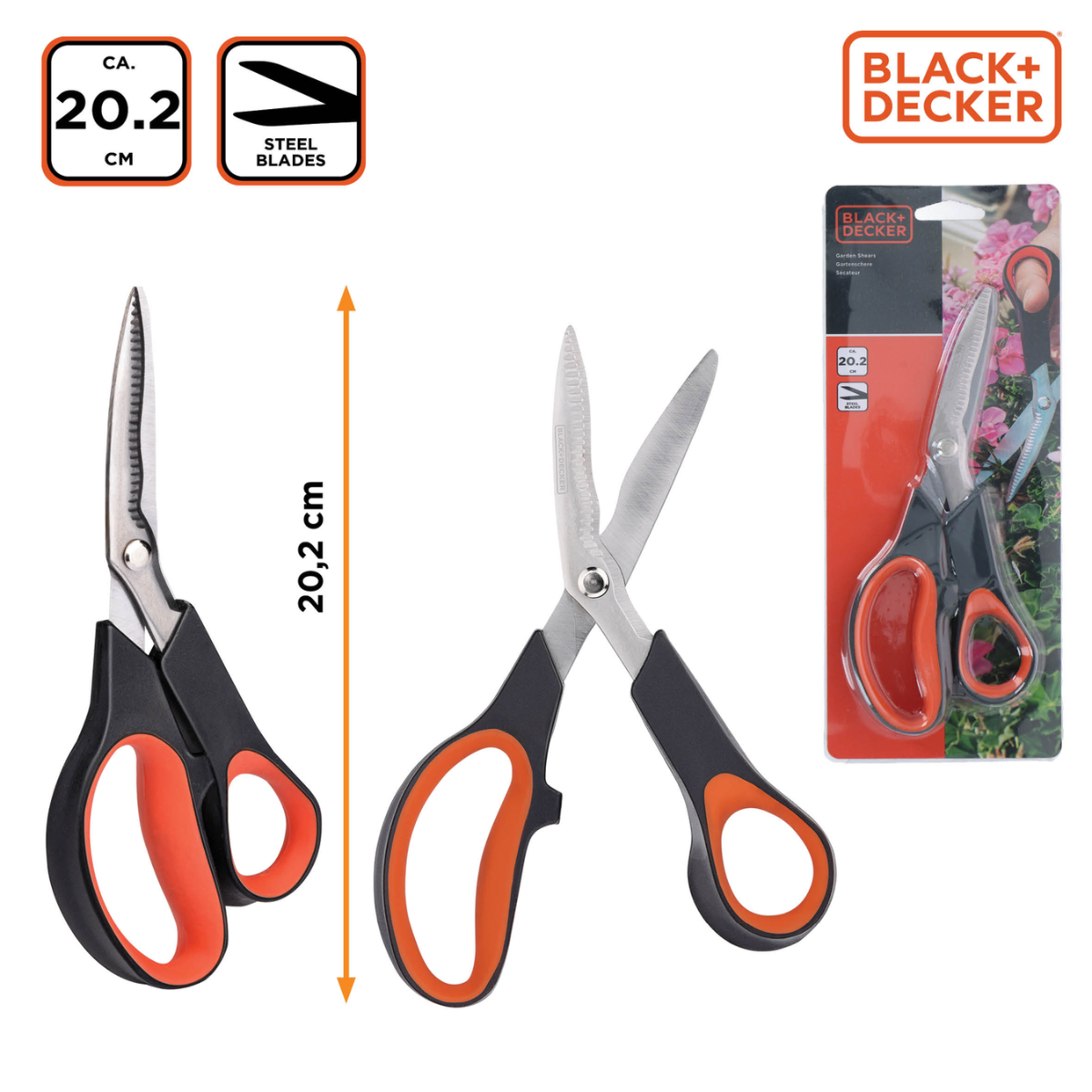 BLACK+DECKER SNOEISCHAAR TUINSCHAAR STAAL 20CM ERGONOMISCH HANDVAT - Tuincentrum Lopik