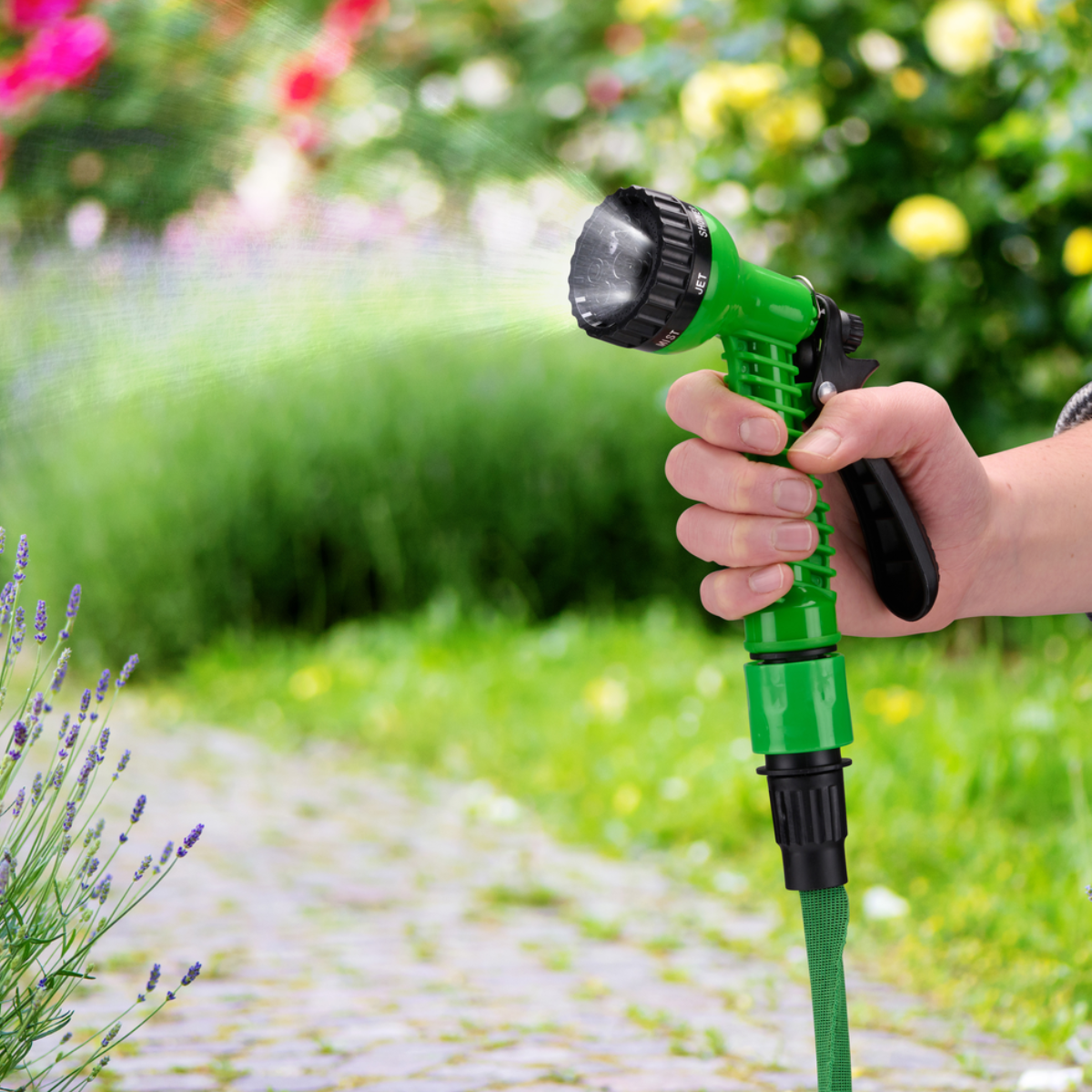 KINZO FLEXIBELE TUINSLANG SET 10-20M MET SPROEIKOP - Tuincentrum Lopik