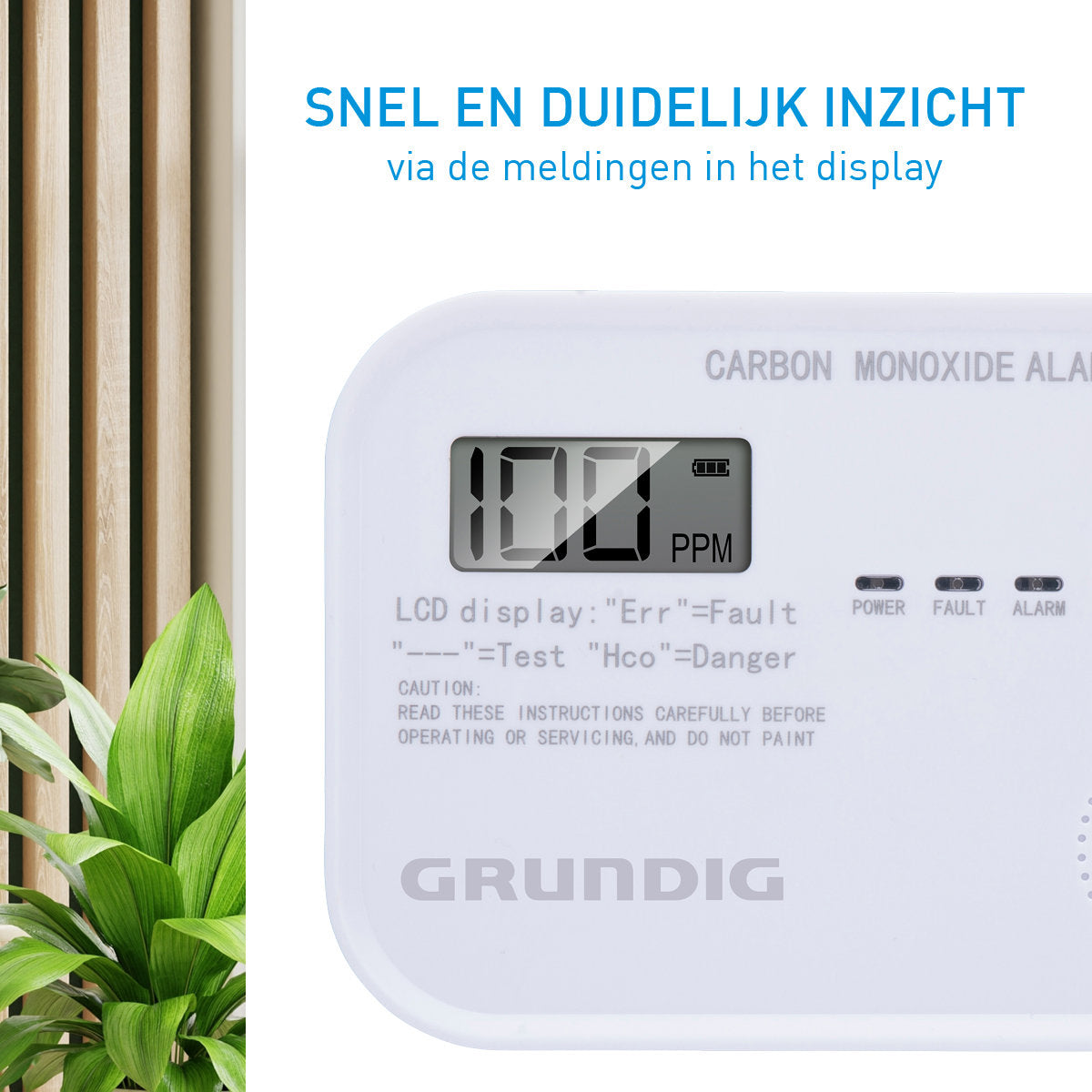 GRUNDIG KOOLMONOXIDEMELDER 85DB - 10 JAAR BATTERIJ - Tuincentrum Lopik