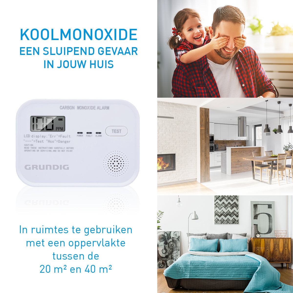 GRUNDIG KOOLMONOXIDEMELDER 85DB - 10 JAAR BATTERIJ - Tuincentrum Lopik