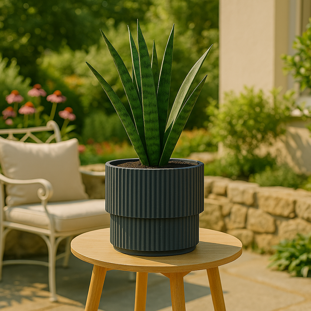 BLOEMPOT 40X38CM GRIJS KUNSTSTOF MET BINNENPOT - Tuincentrum Lopik