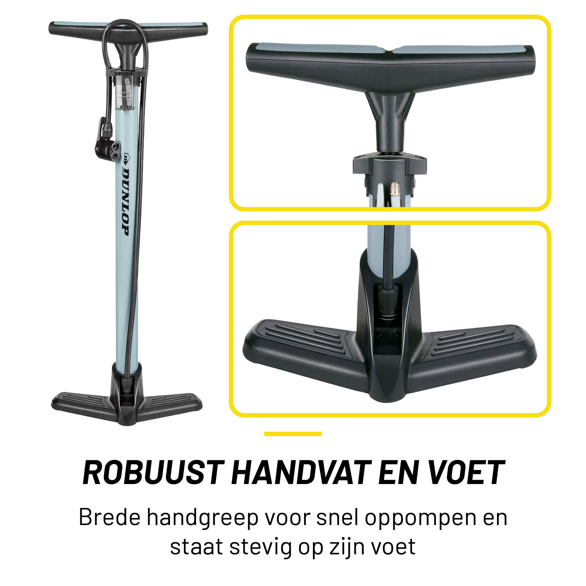 DUNLOP FIETSPOMP MET 2 VENTIELADAPTOREN ZWART/GRIJS - Tuincentrum Lopik