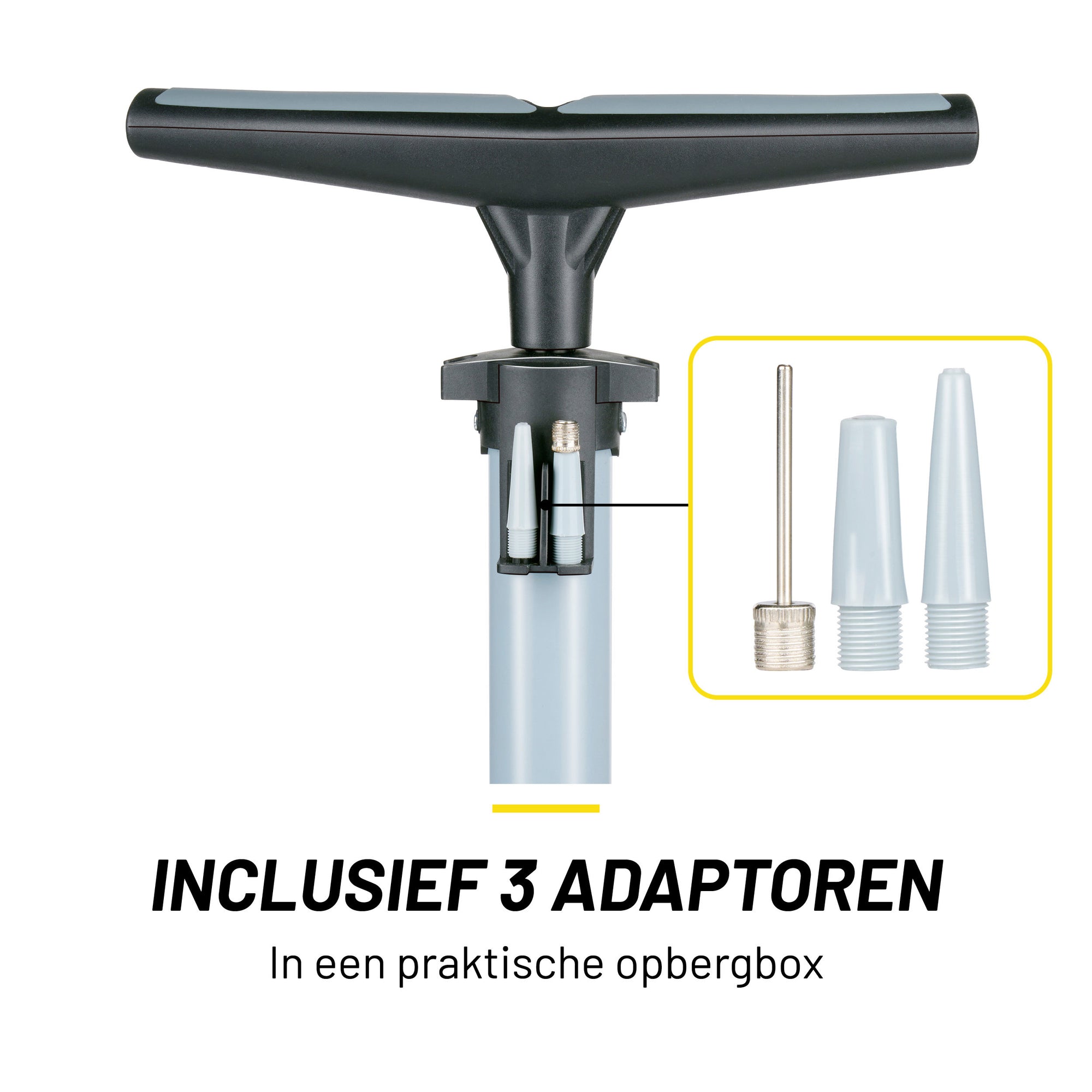 DUNLOP FIETSPOMP MET 2 VENTIELADAPTOREN ZWART/GRIJS - Tuincentrum Lopik