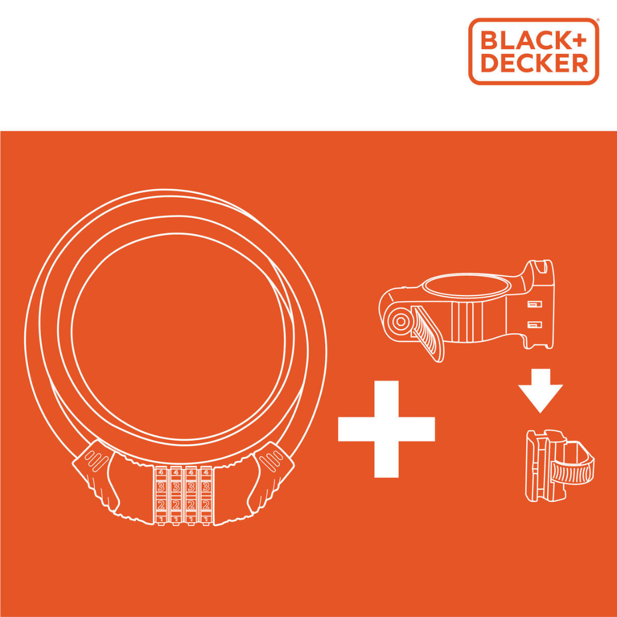 BLACK+DECKER CIJFERSLOT FIETSSLOT KABELSLOT 90CM 10MM PVC/STAAL ZWART - Tuincentrum Lopik
